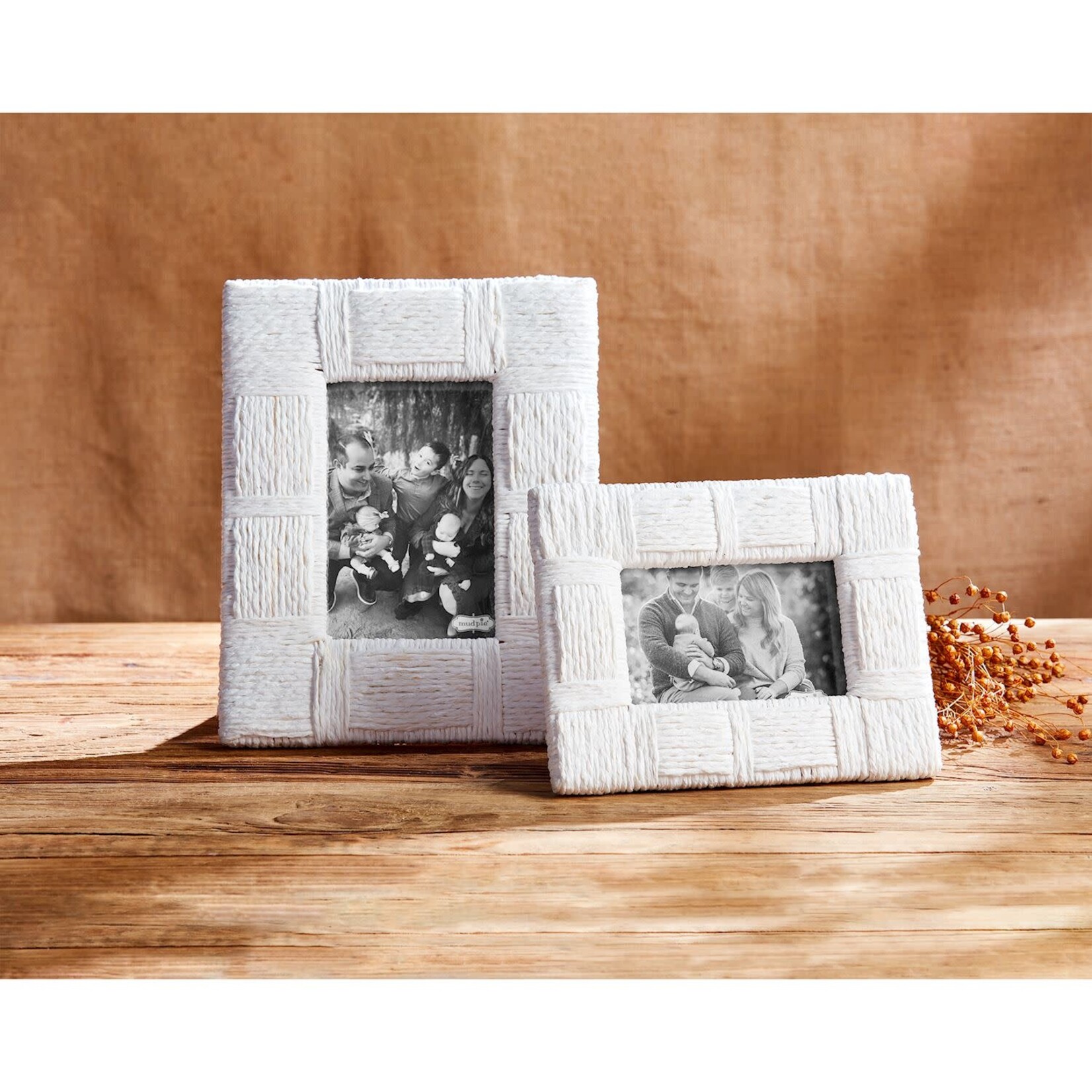 Outside The Box 5x7 White Woven Rope Photo Frame