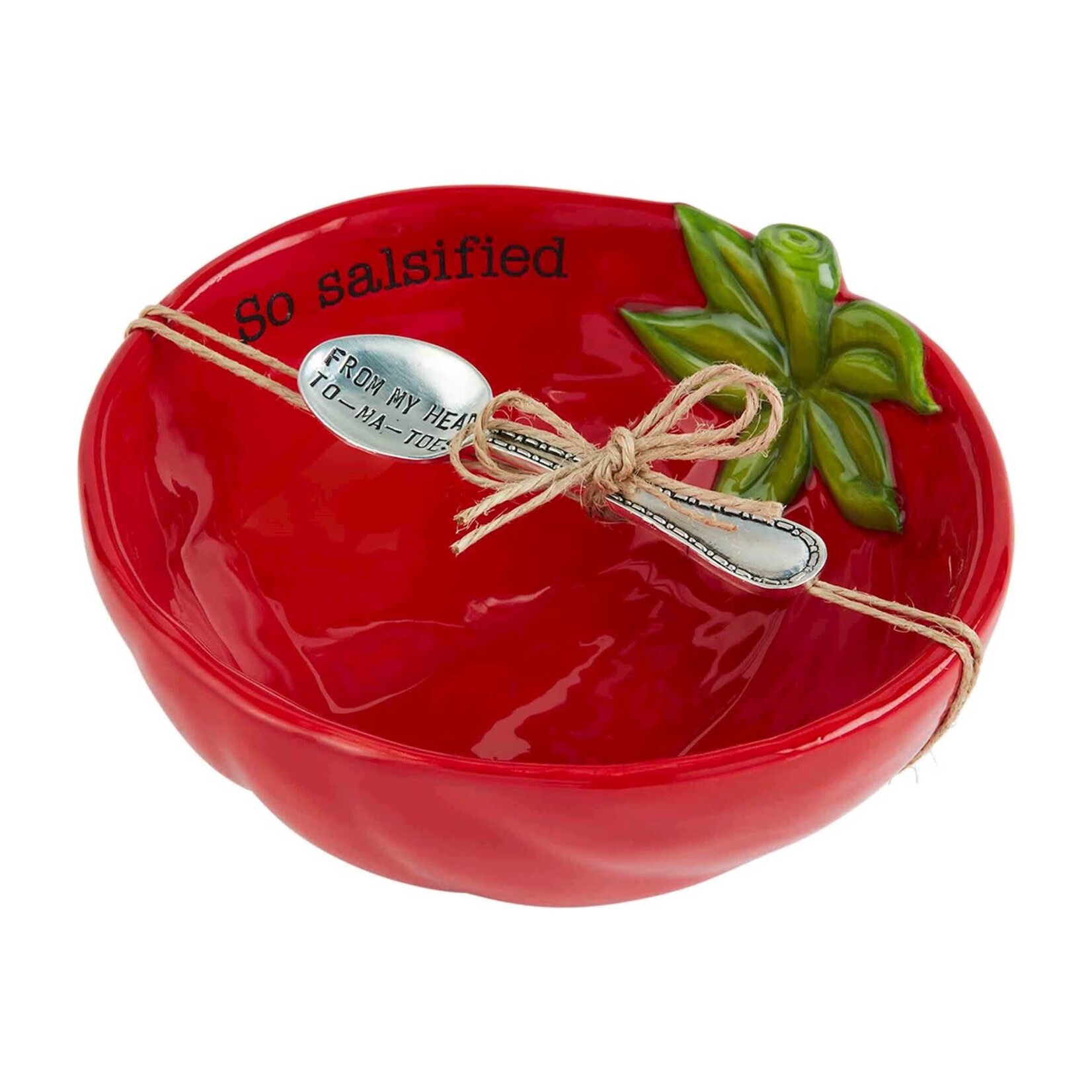 Outside The Box 6" Tomato "So Salsified" Dip Bowl & Spoon Set