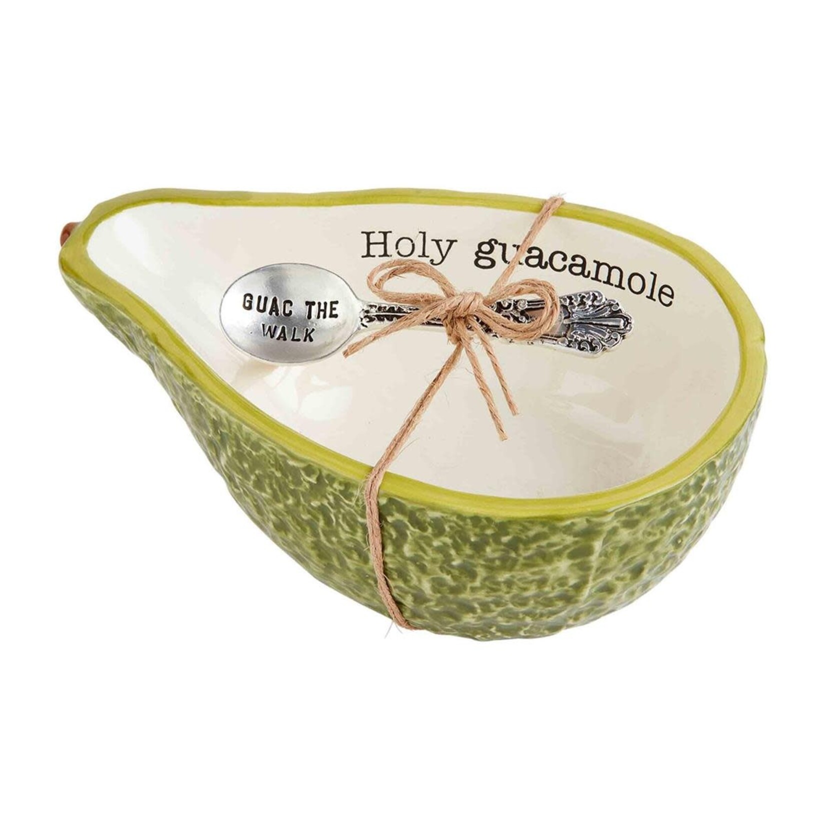 Outside The Box 7" Avocado "Holy Guacamole" Dip Bowl & Spoon Set