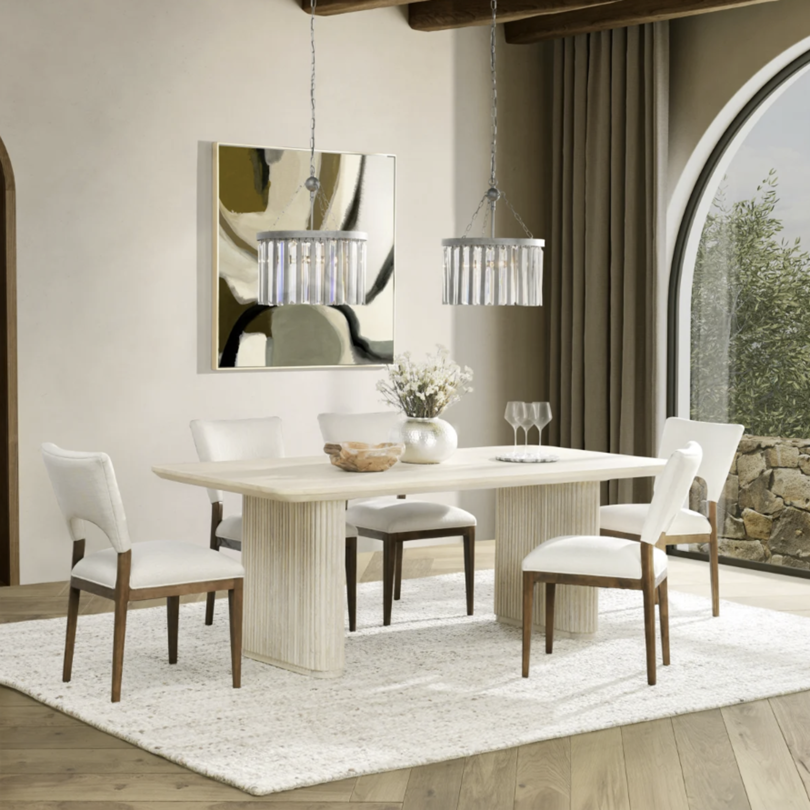 Outside The Box 84x40 Vander Solid Oak White Wash Dining Table