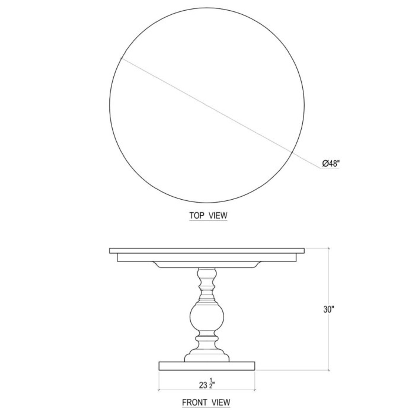 Outside The Box 48" Goucho Bleached Mahogany Round Trestle Dining Table W / Fruitwood Finish Base FRW