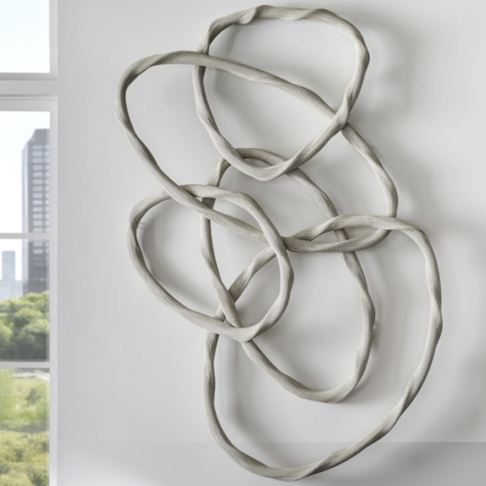 Outside The Box 84x52 Palecek Zola White Wash Rattan Hand Crafted Wall Decor