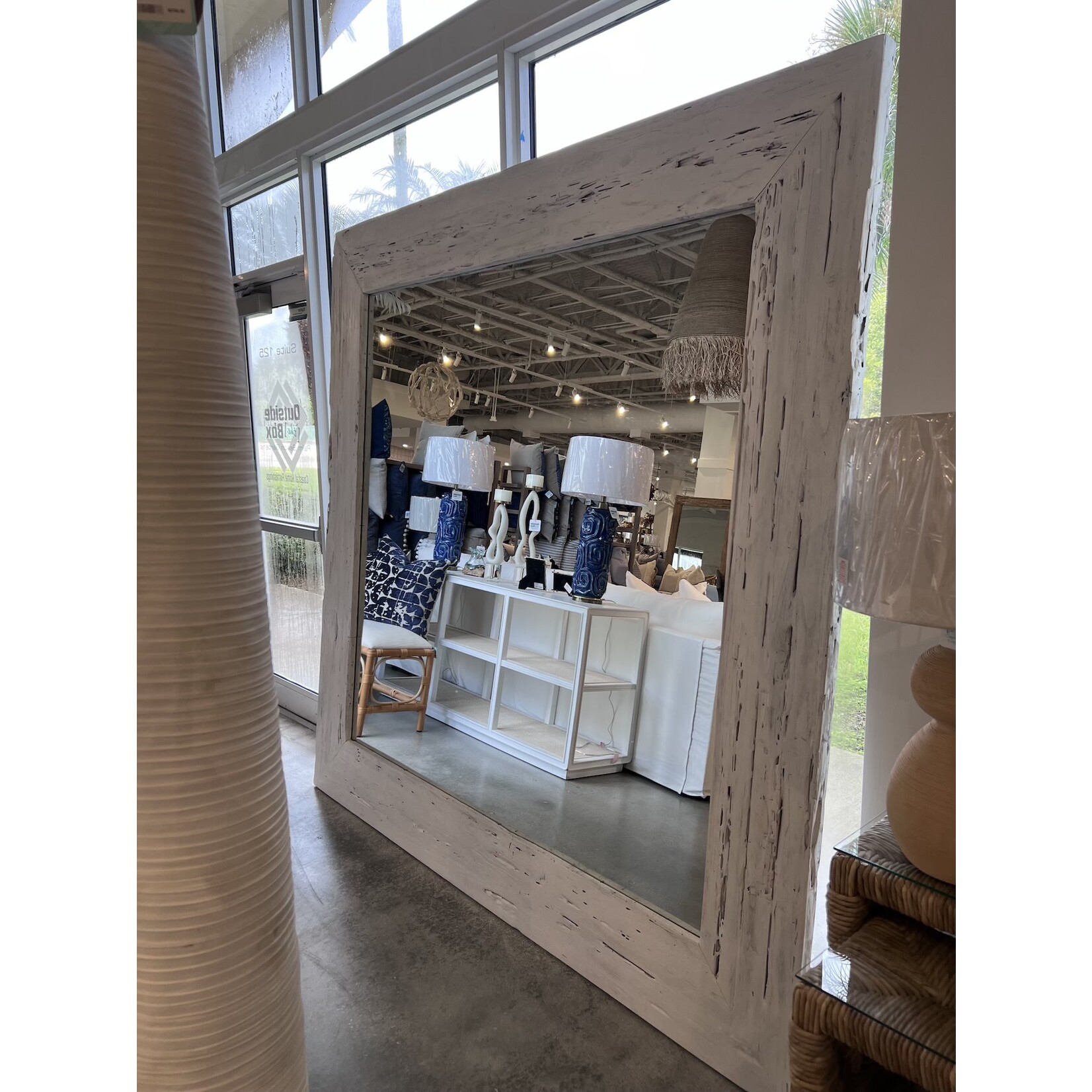 Outside The Box 87x87 Solid Reclaimed Teak Framed White Mirror #8