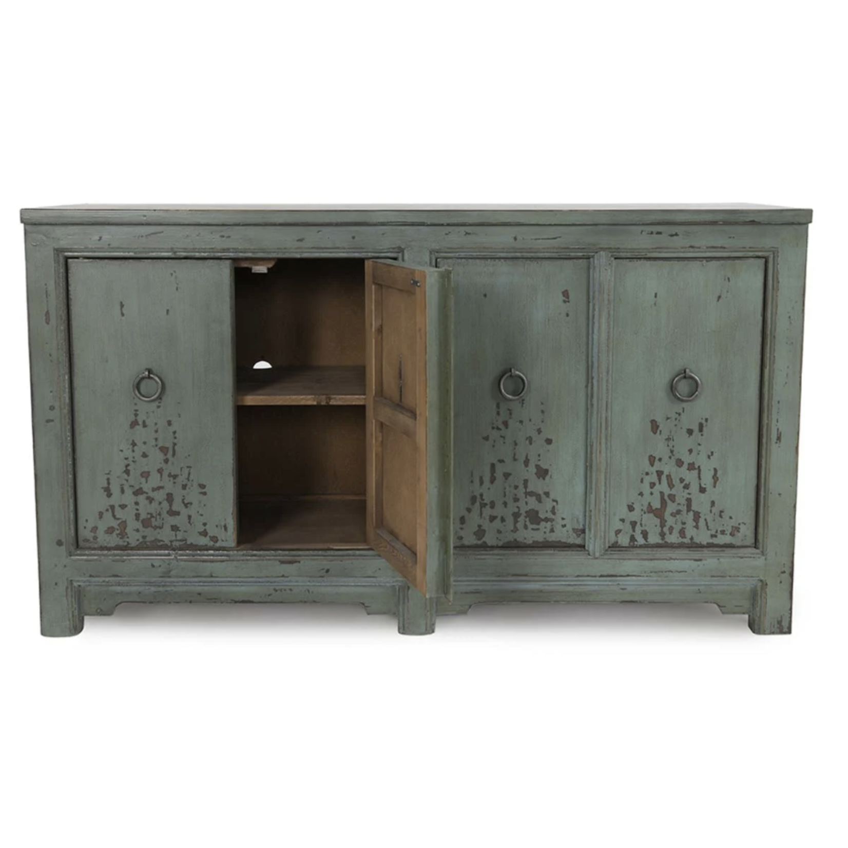 Outside The Box 63x18x36 Amherst Turquoise Reclaimed Pine 4 Door Sideboard
