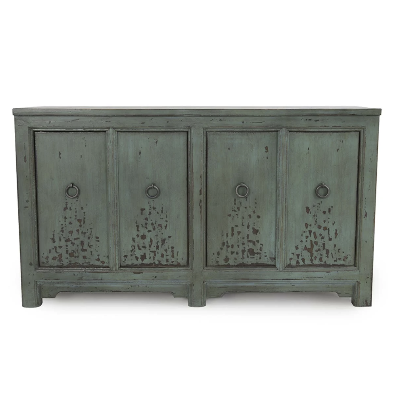Outside The Box 63x18x36 Amherst Turquoise Reclaimed Pine 4 Door Sideboard