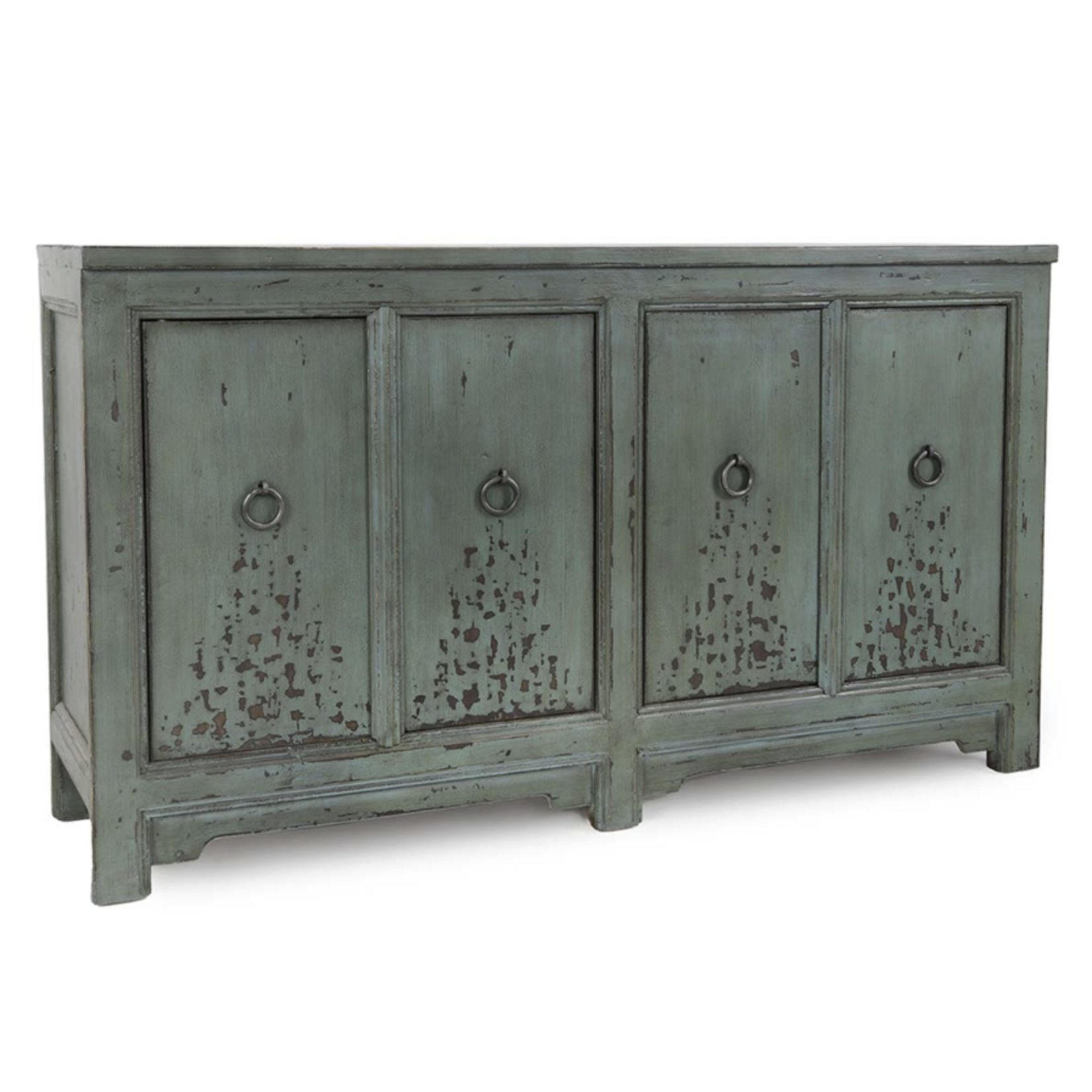 Outside The Box 63x18x36 Amherst Turquoise Reclaimed Pine 4 Door Sideboard