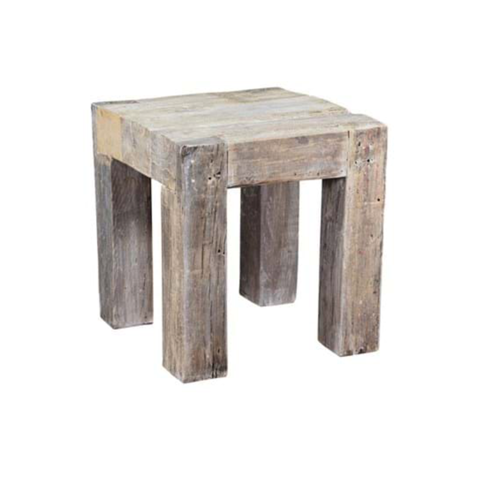 Outside The Box 23x22x24 Gizelle Reclaimed Solid Wood Bleached Side / End Table
