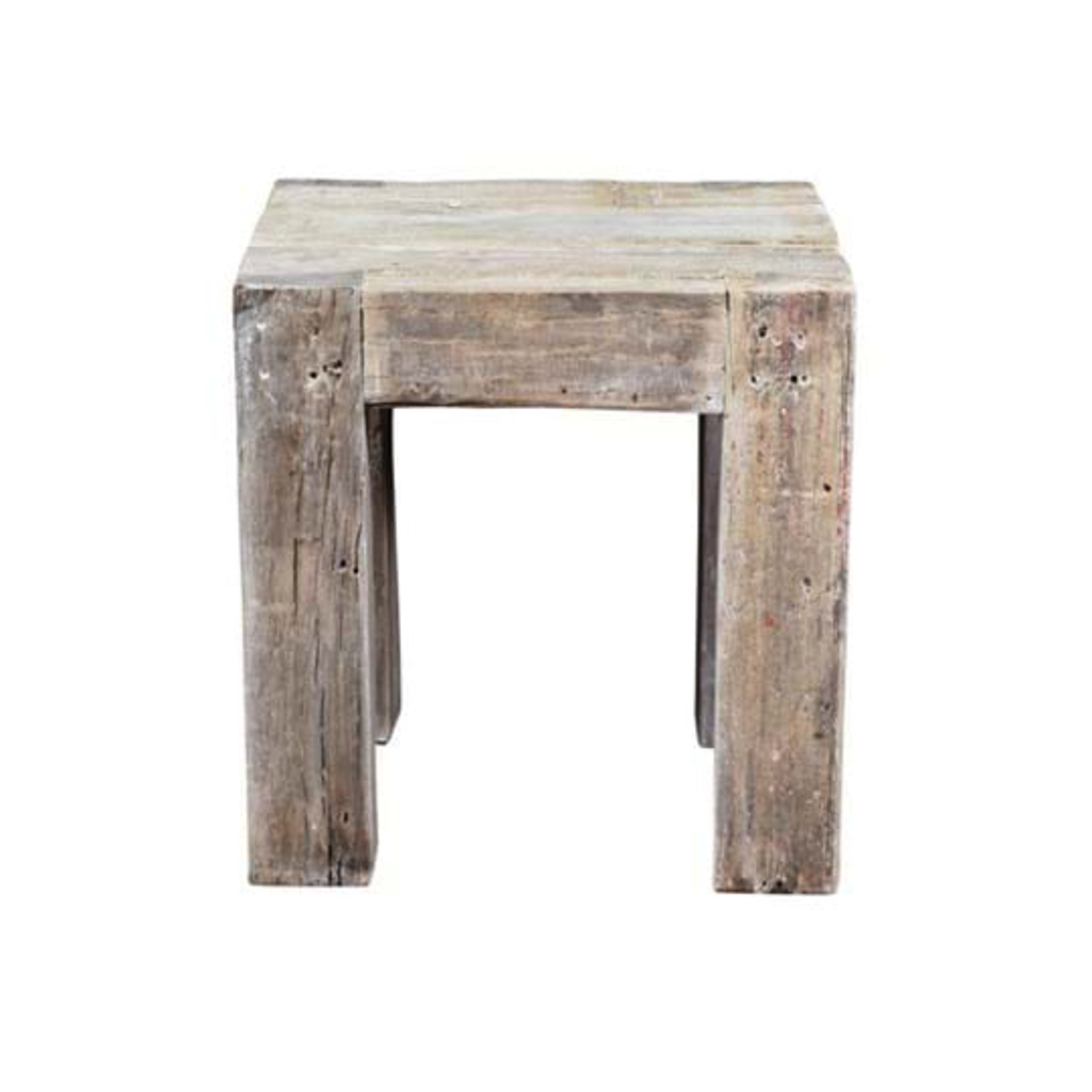 Outside The Box 23x22x24 Gizelle Reclaimed Solid Wood Bleached Side / End Table