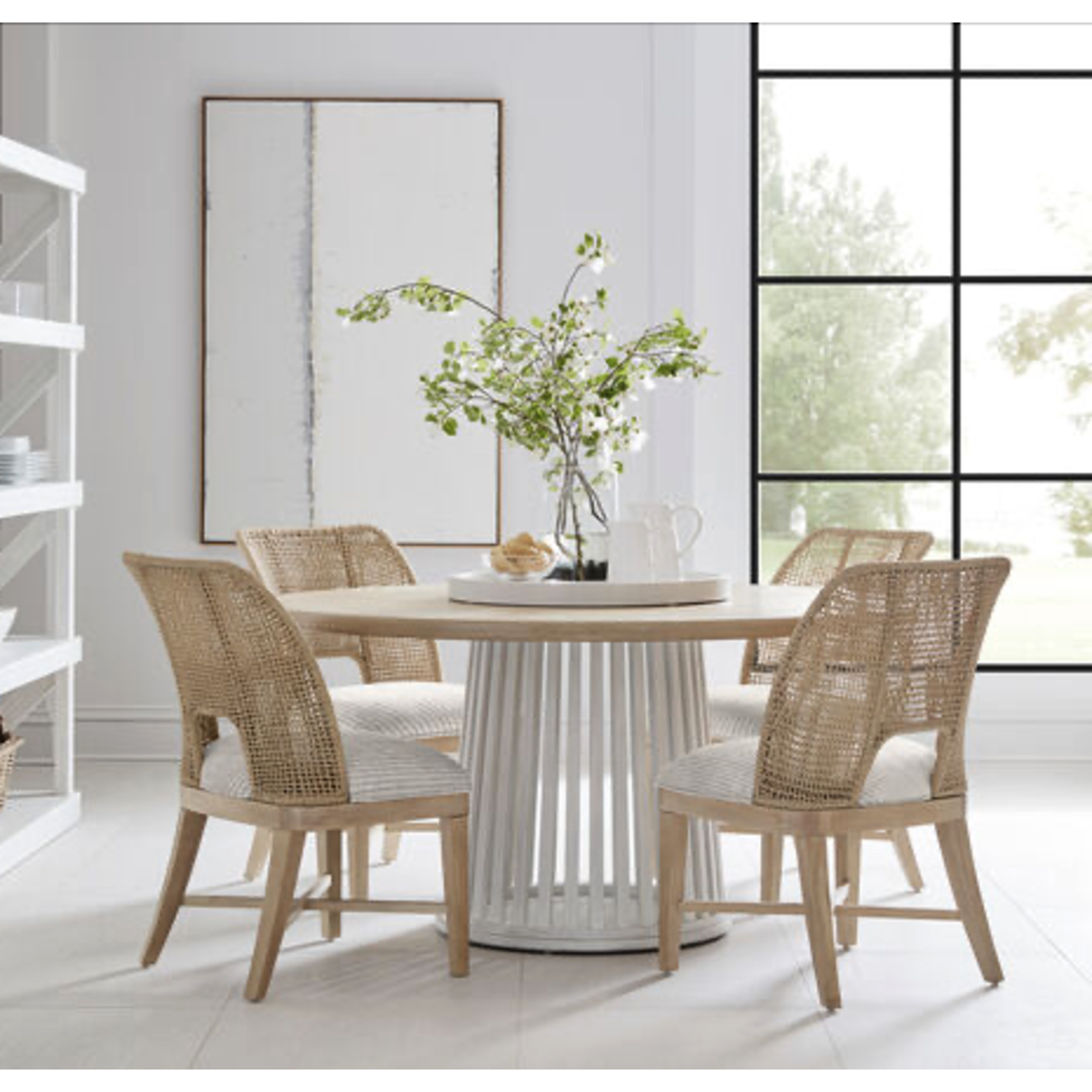 Outside The Box Frame Natural Woven Sling Armless Dining Chair