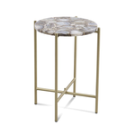 Outside The Box 21" Lonna Natural Agate Stone Top &  Antique Gold Metal Base