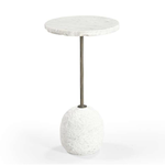 Outside The Box 24" Aeirith White Live-Edge Sand Blasted Marble Accent Table