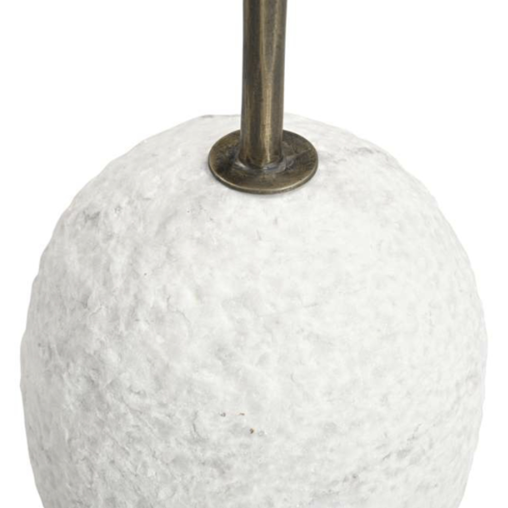 Outside The Box 24" Aeirith White Live-Edge Sand Blasted Marble Accent Table