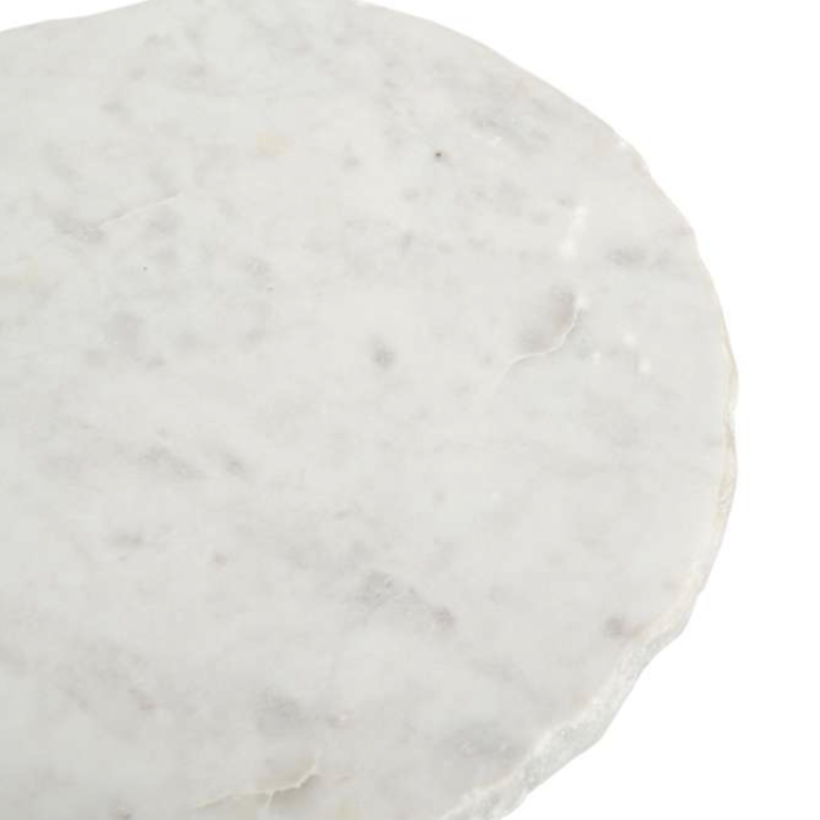 Outside The Box 24" Aeirith White Live-Edge Sand Blasted Marble Accent Table