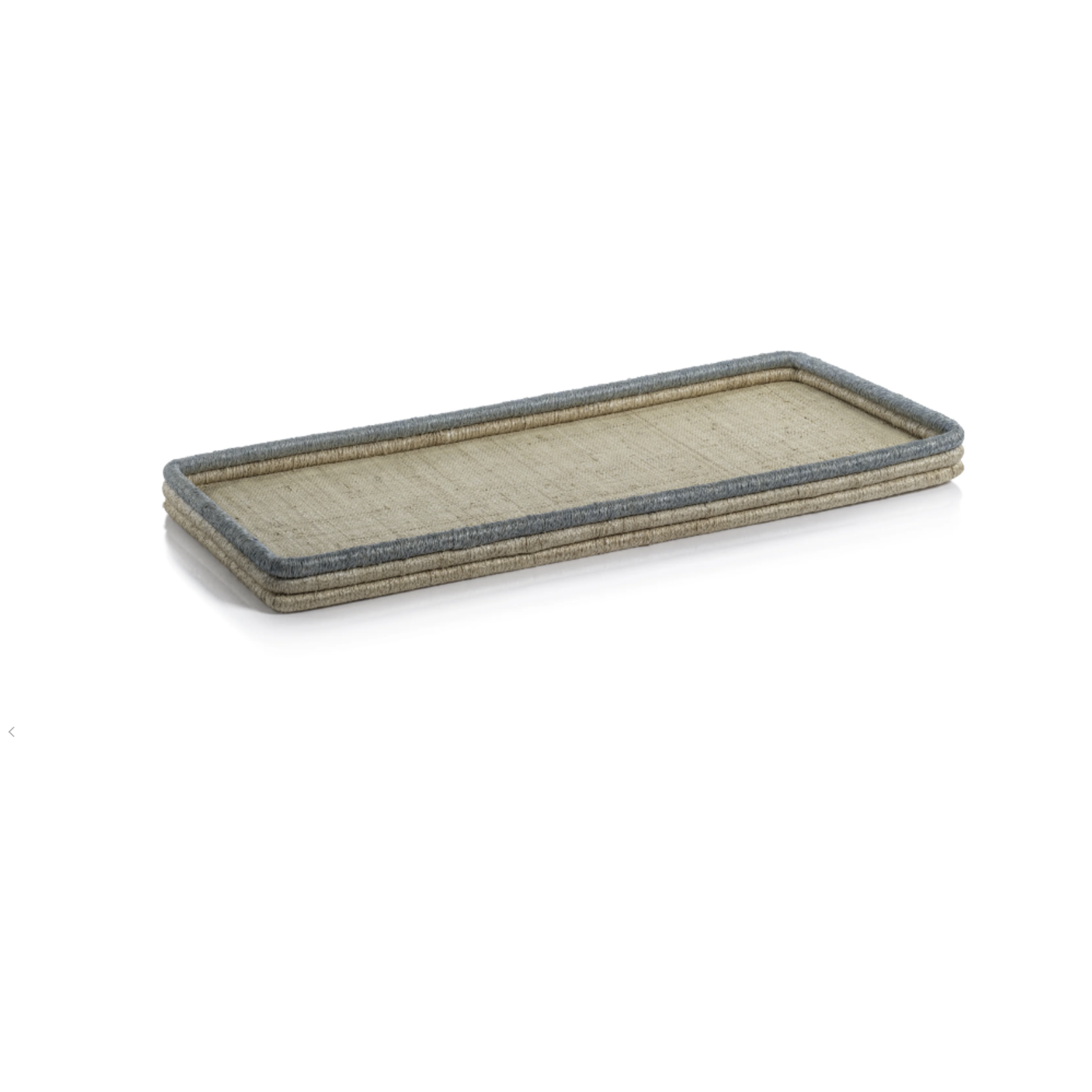 Outside The Box 24" La Cote Natural & Azur Blue Abaca / Rattan Rectangular Tray