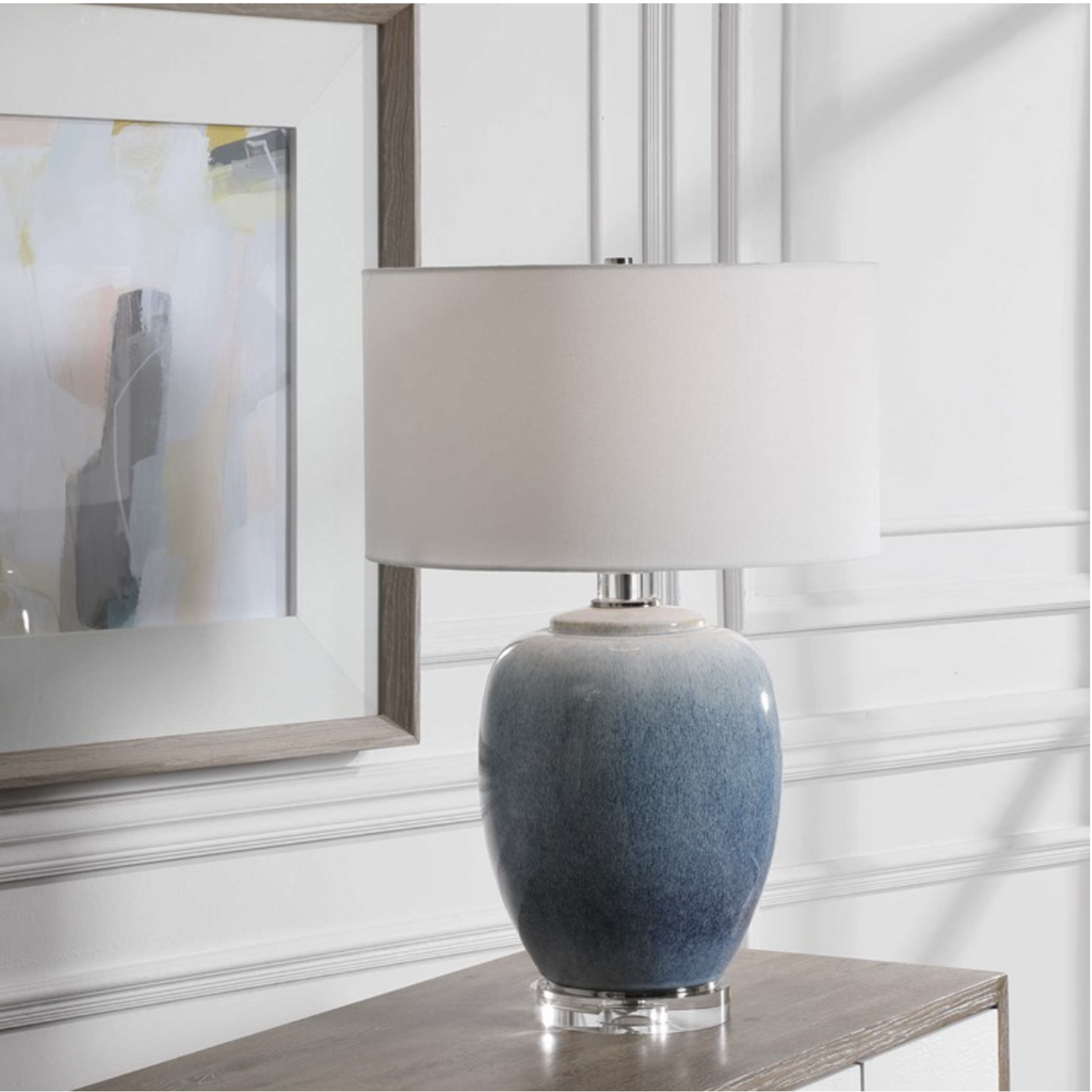 Outside The Box 27" Uttermost Blue Waters Ombre Ceramic Table Lamp