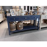 Outside The Box 60x16x32 Kagu Deep Blue Raffia 3 Drawer Console Table - RFDB