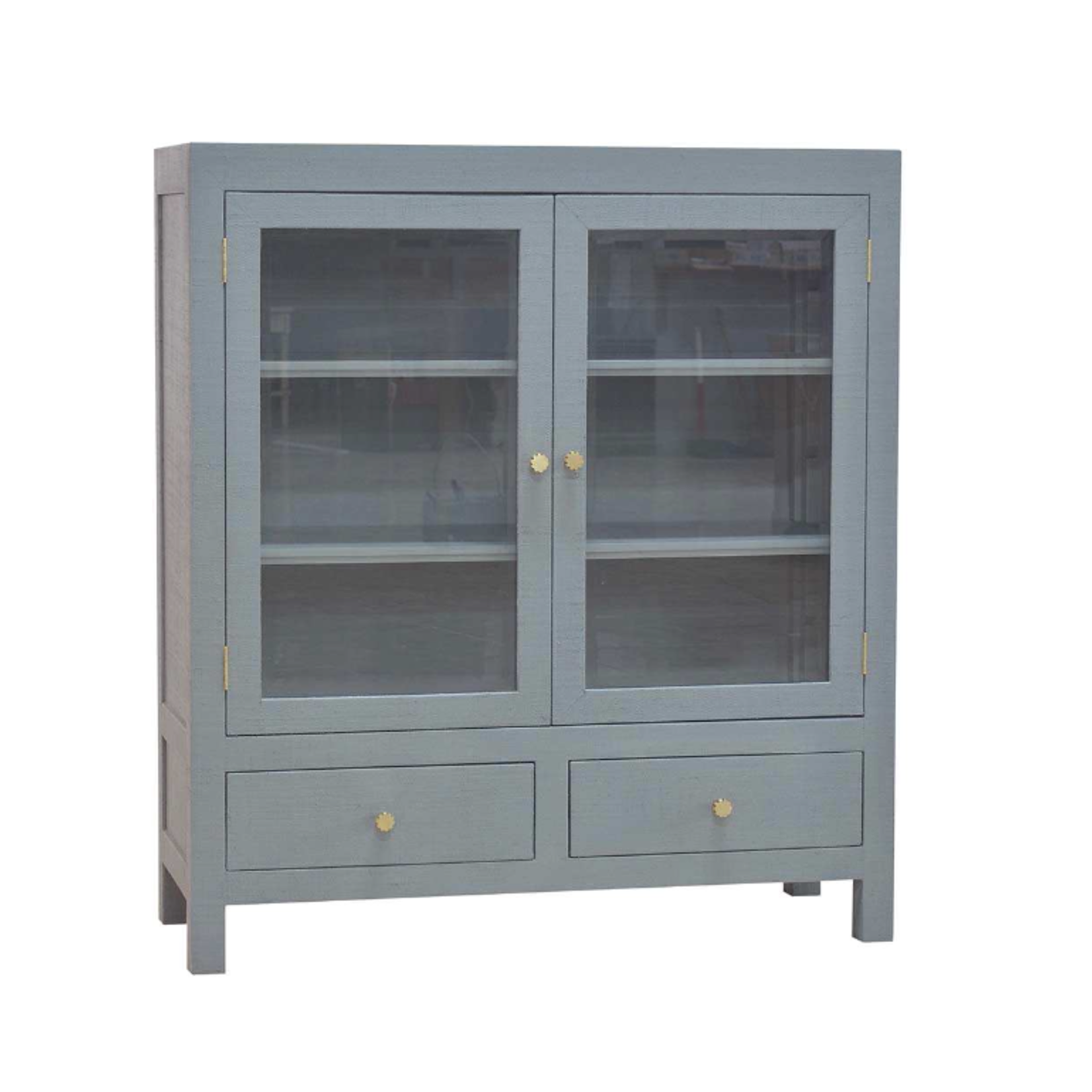 Outside The Box 43x16x48 Kagu Homburg Blue Wash Raffia 2 Door Sideboard - RFHM