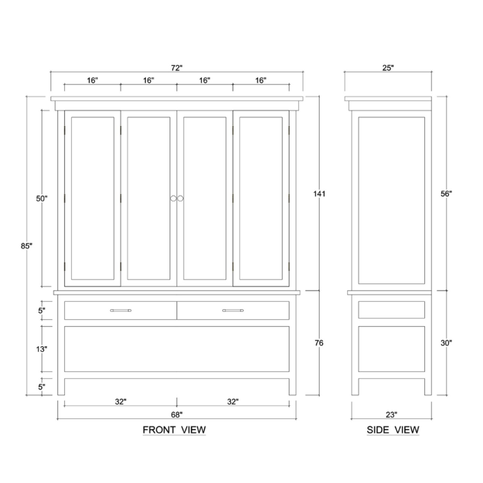 Outside The Box 72x25x85 Flores Solid Mahogany 2 Door / 2 Drawer Wardrobe In Sandbar & White - SNB