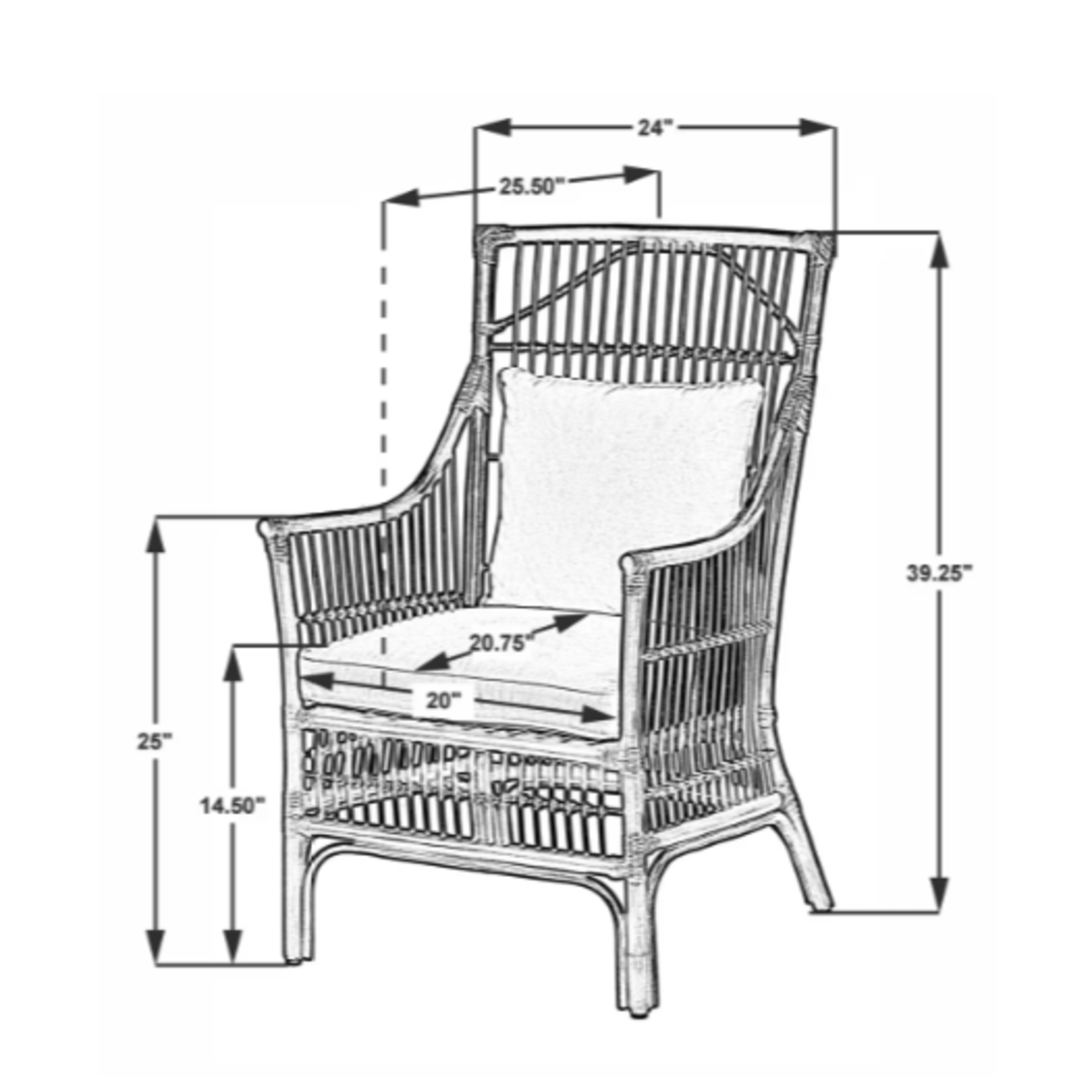 Outside The Box Winston II Rattan Arm Dining Chair In Antique Natural