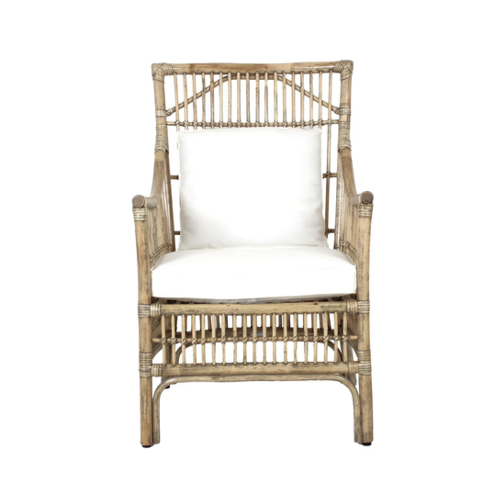 Outside The Box Winston II Rattan Arm Dining Chair In Antique Natural