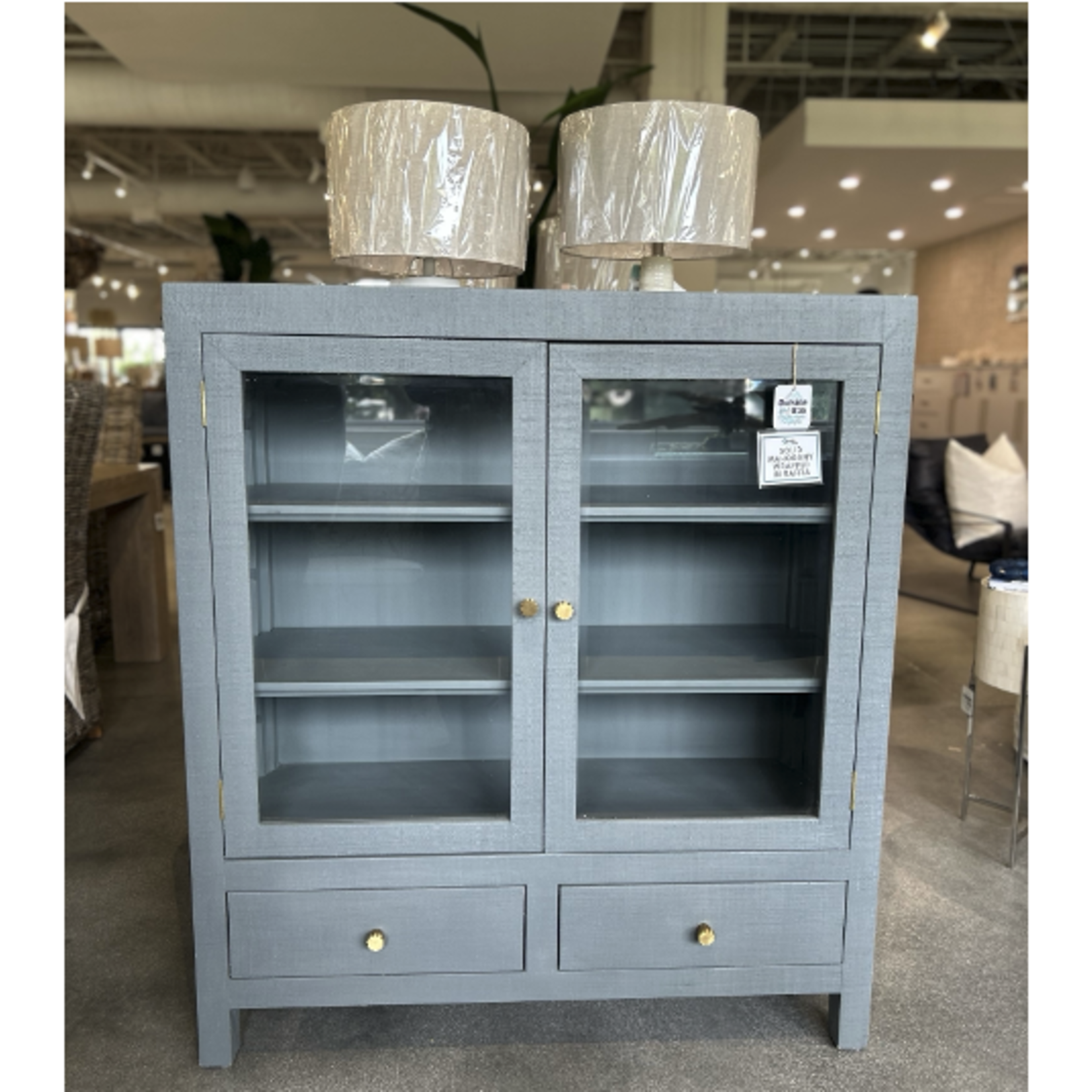 Outside The Box 43x16x48 Kagu Homburg Blue Wash Raffia 2 Door Sideboard - RFHM