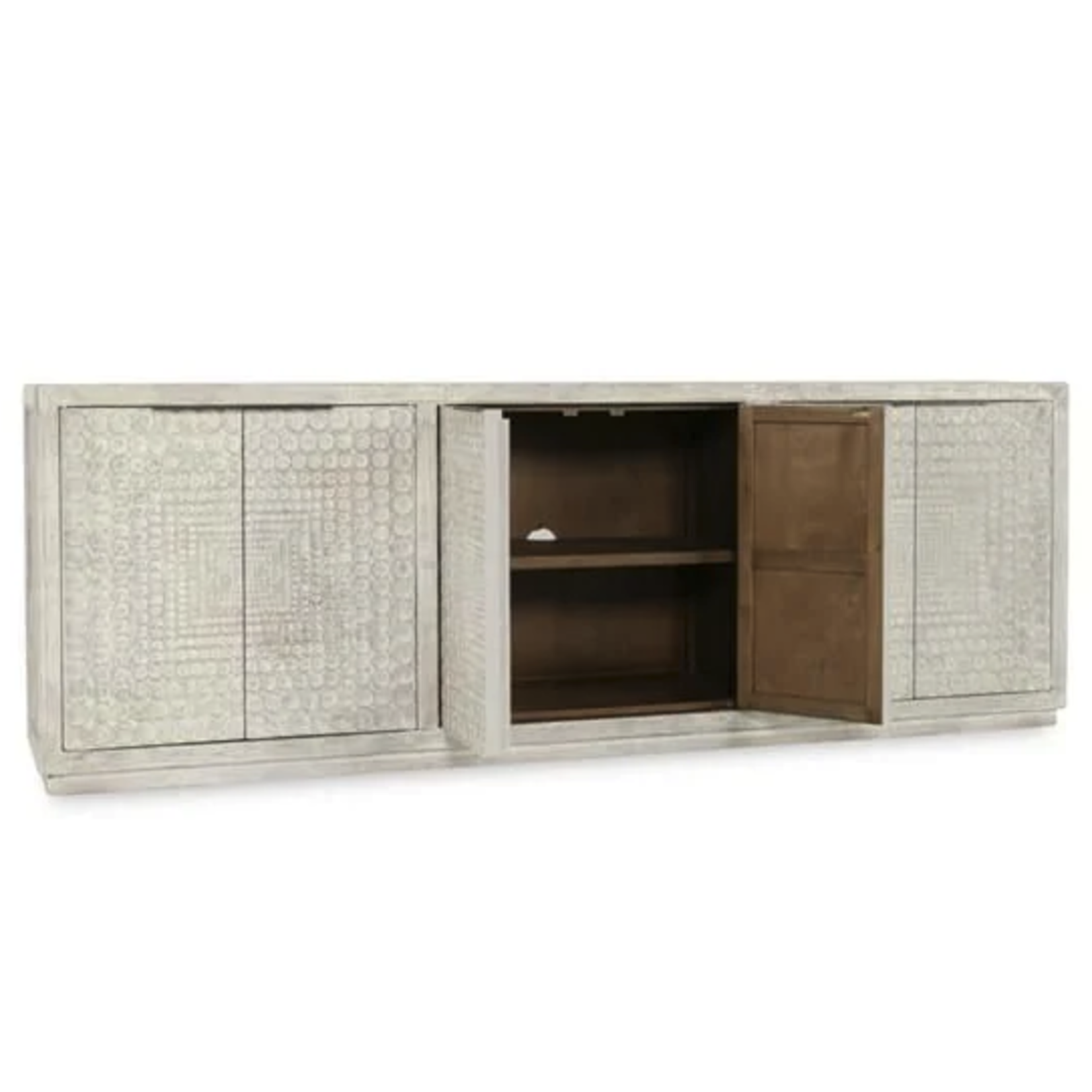 Outside The Box 103x19x36 Tanya Timeworn Cream Reclaimed Wood 6 Door Sideboard