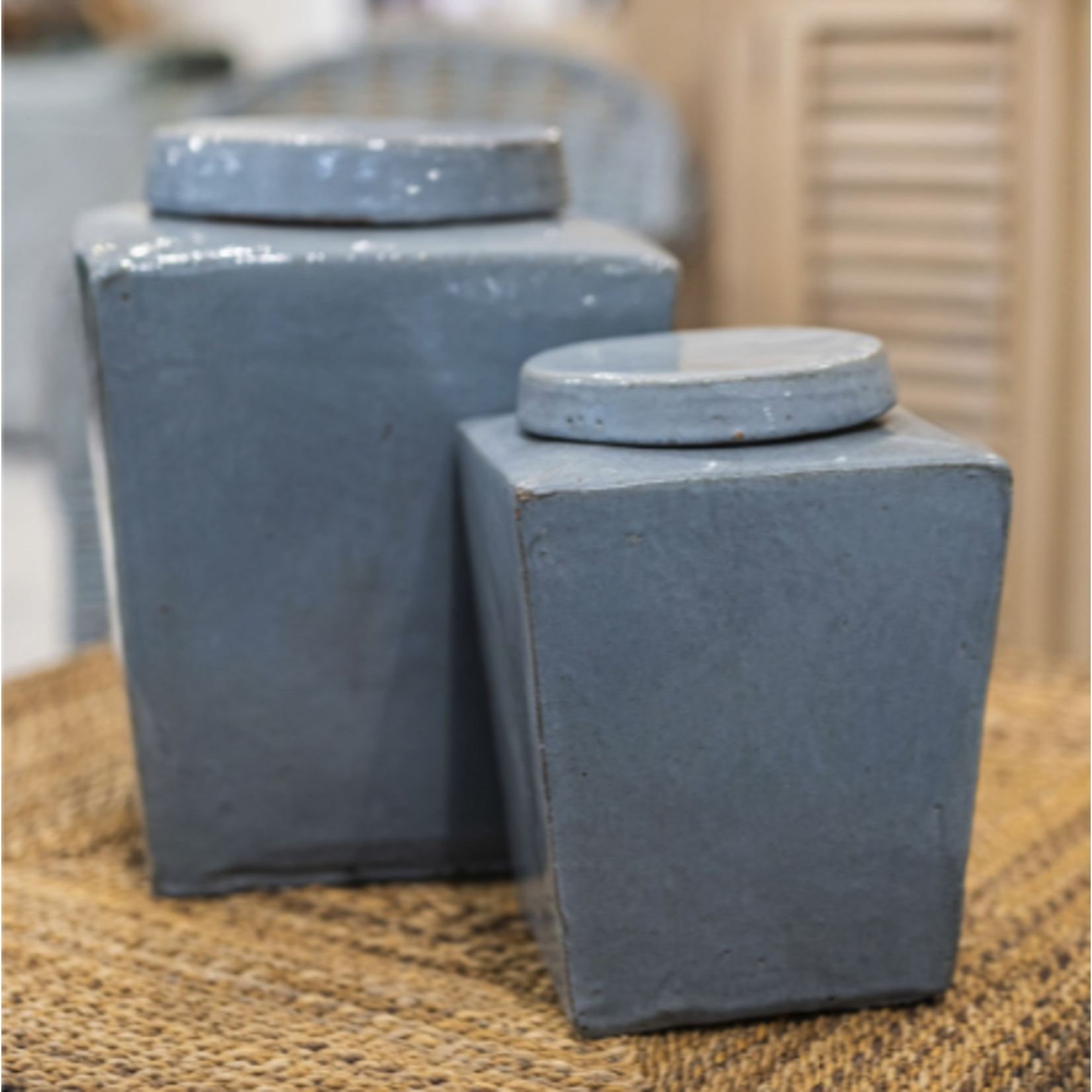 Outside The Box 9" Leif Light Gray Stoneware Tea Container With Lid