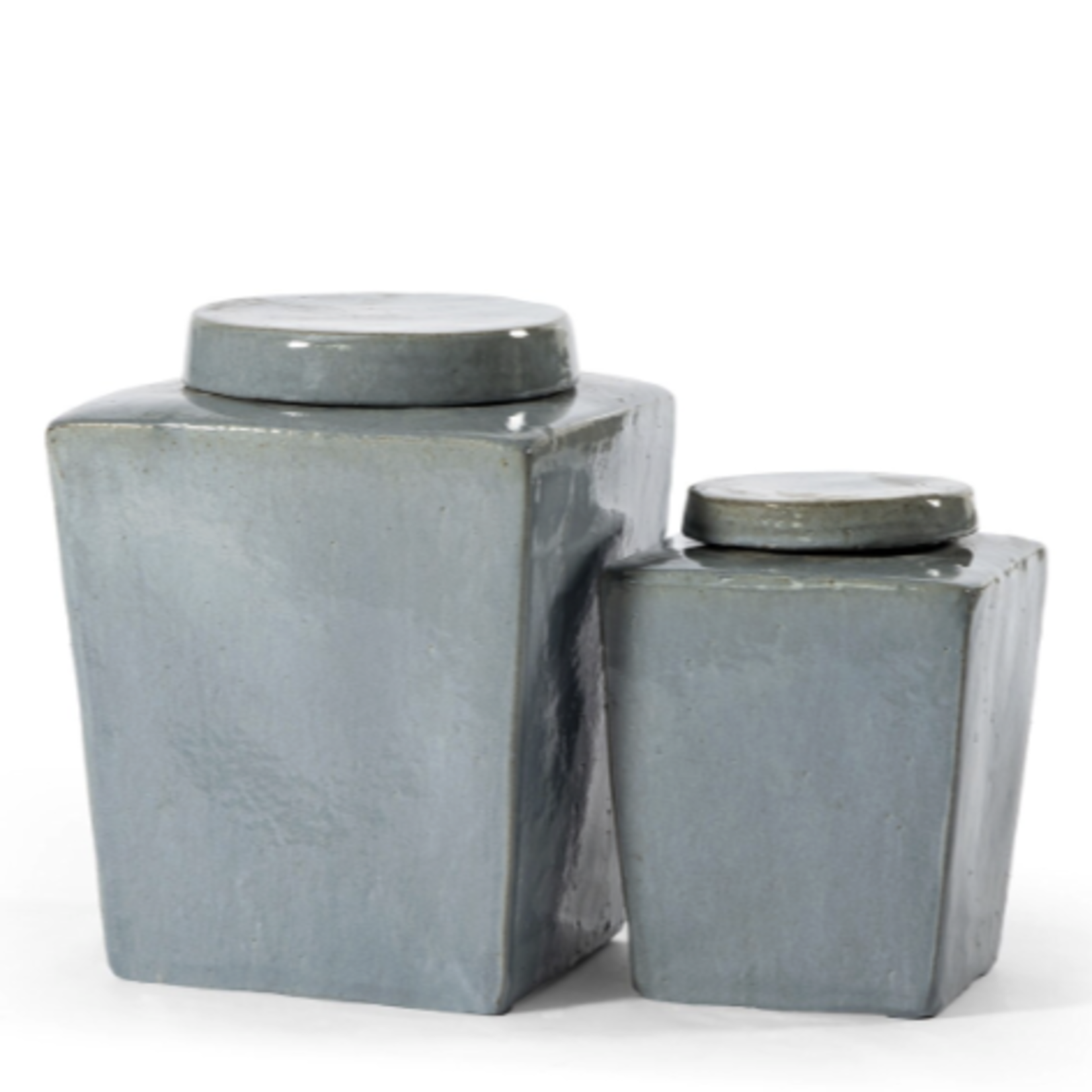 Outside The Box 9" Leif Light Gray Stoneware Tea Container With Lid