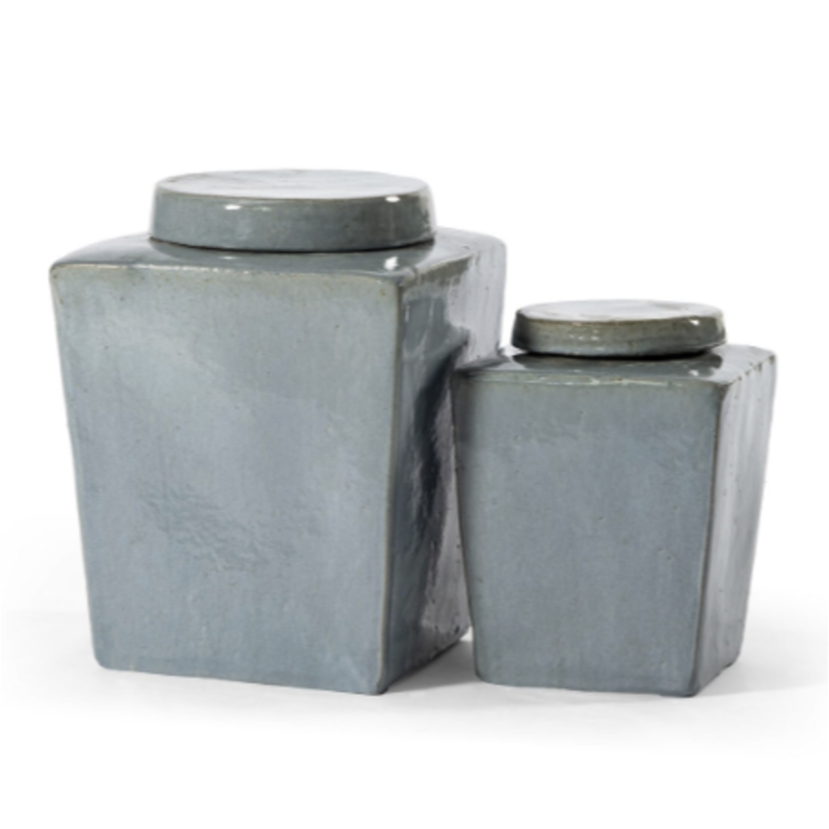 Outside The Box 13" Leif Light Gray Stoneware Tea Container With Lid