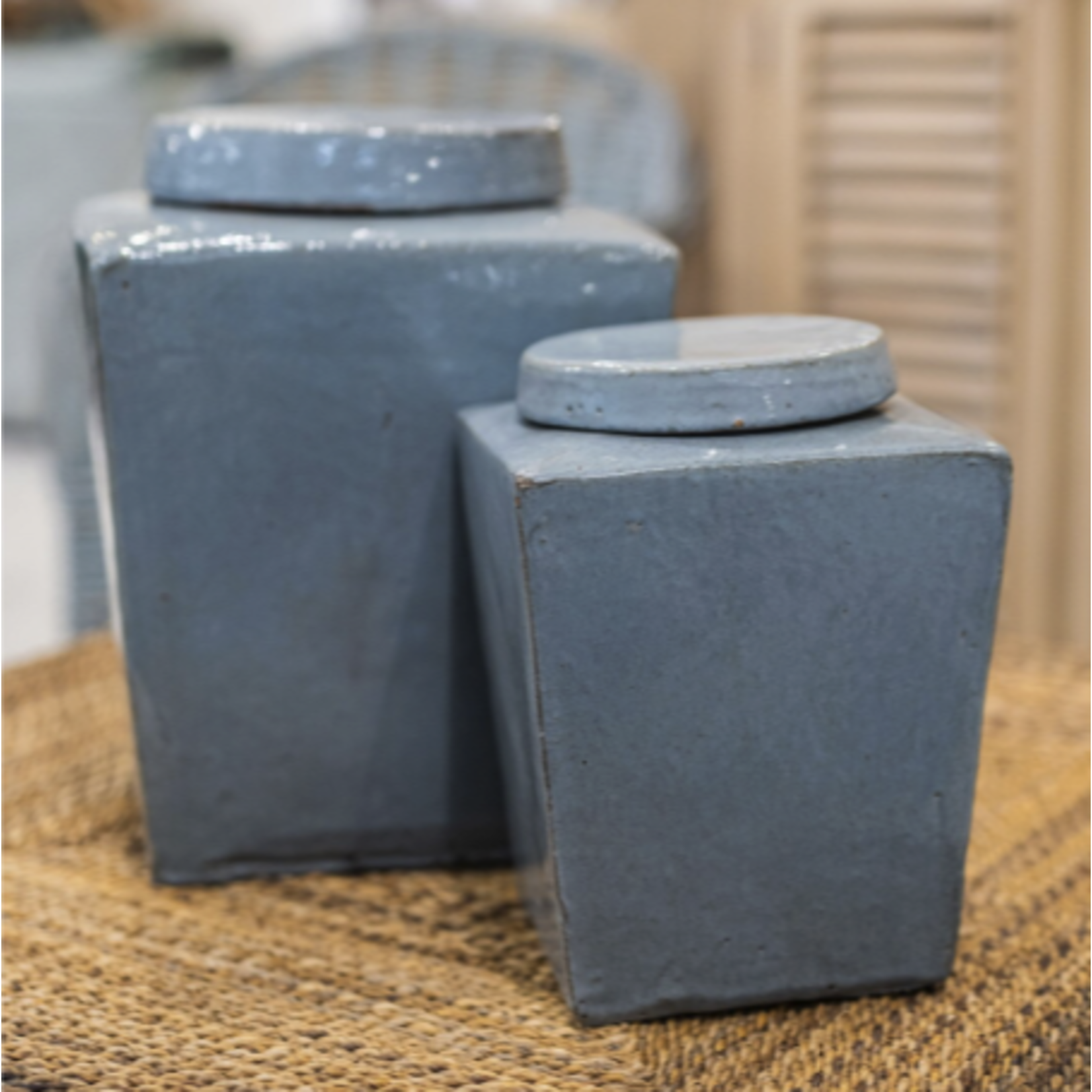 Outside The Box 13" Leif Light Gray Stoneware Tea Container With Lid
