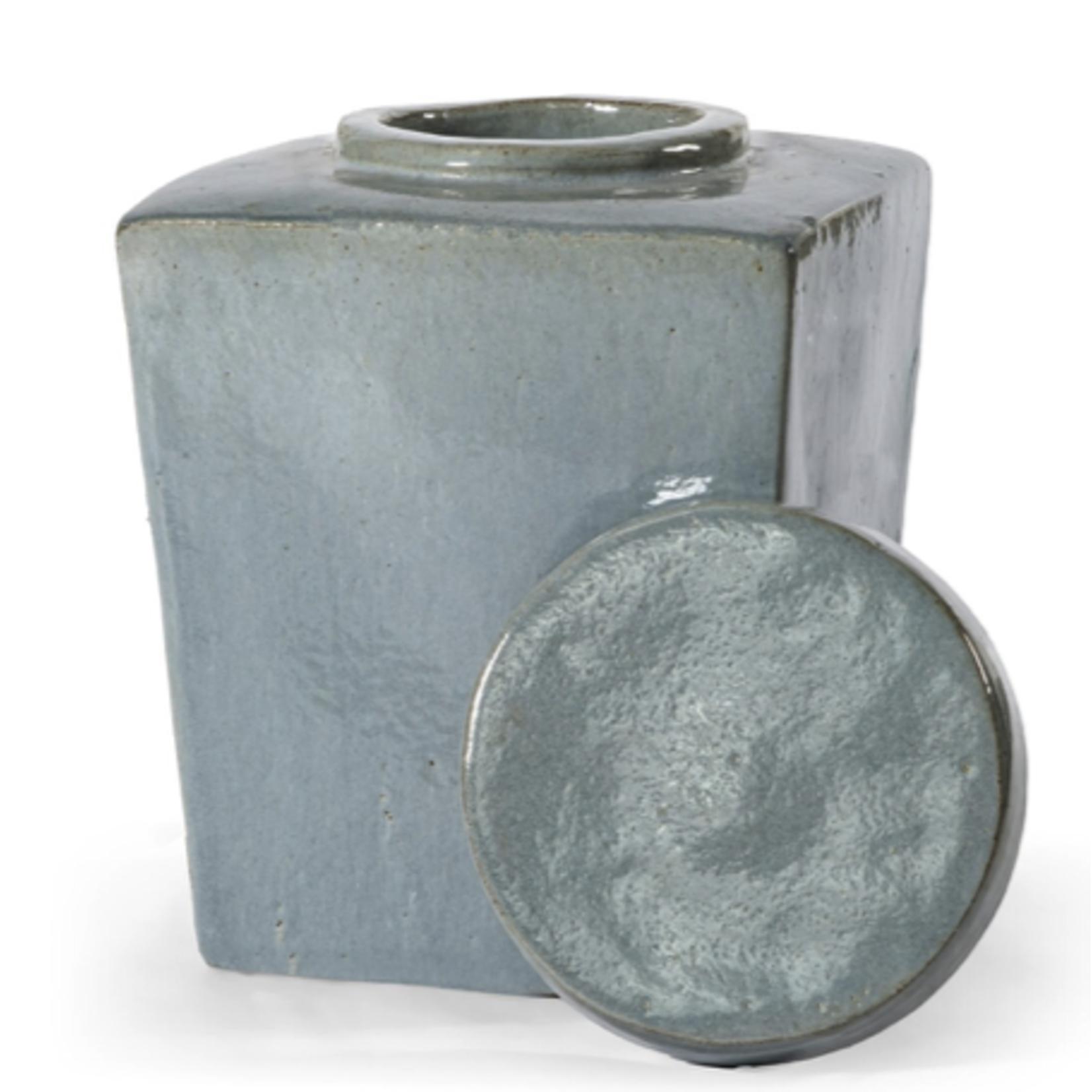 Outside The Box 13" Leif Light Gray Stoneware Tea Container With Lid