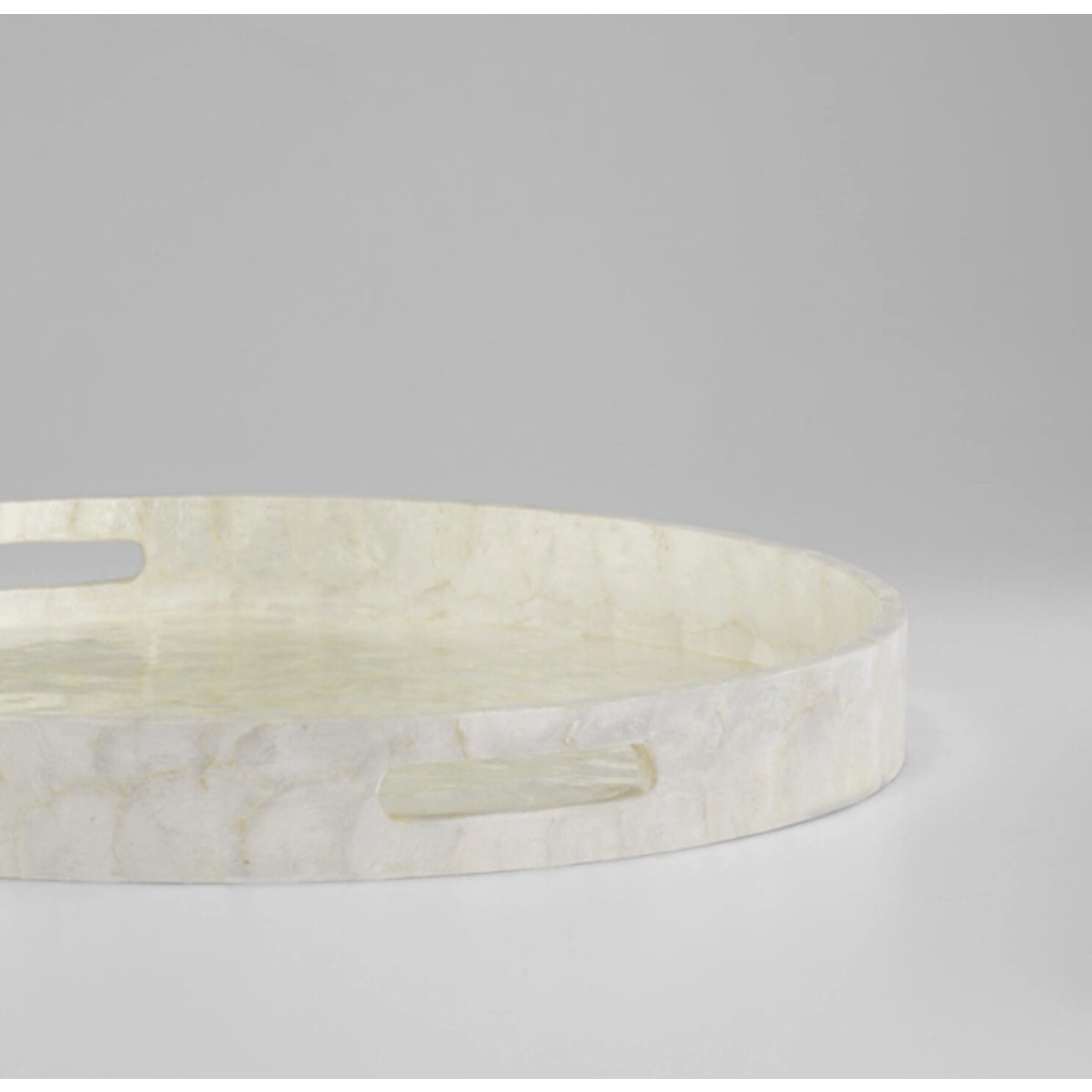 Outside The Box 24" Triton Pearl Capiz Shell Round Tray