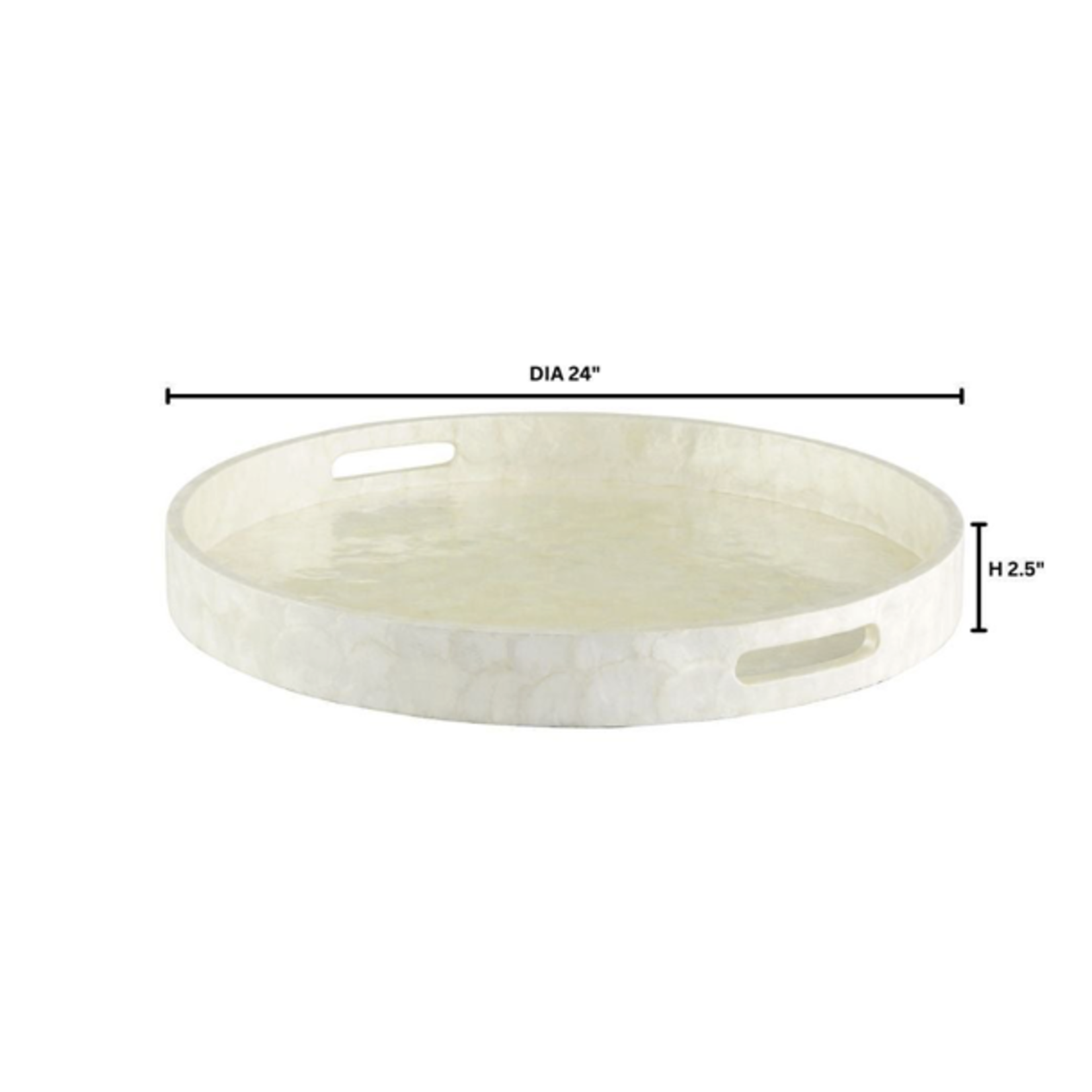 Outside The Box 24" Triton Pearl Capiz Shell Round Tray