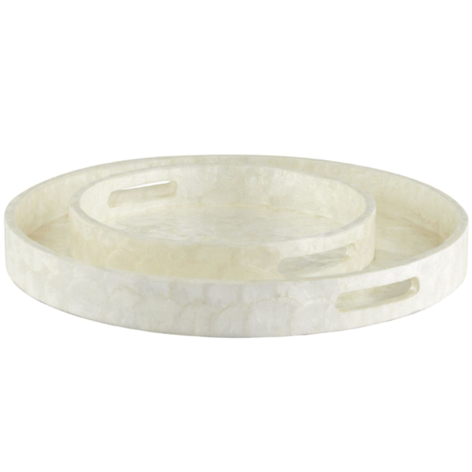 Outside The Box 24" Triton Pearl Capiz Shell Round Tray
