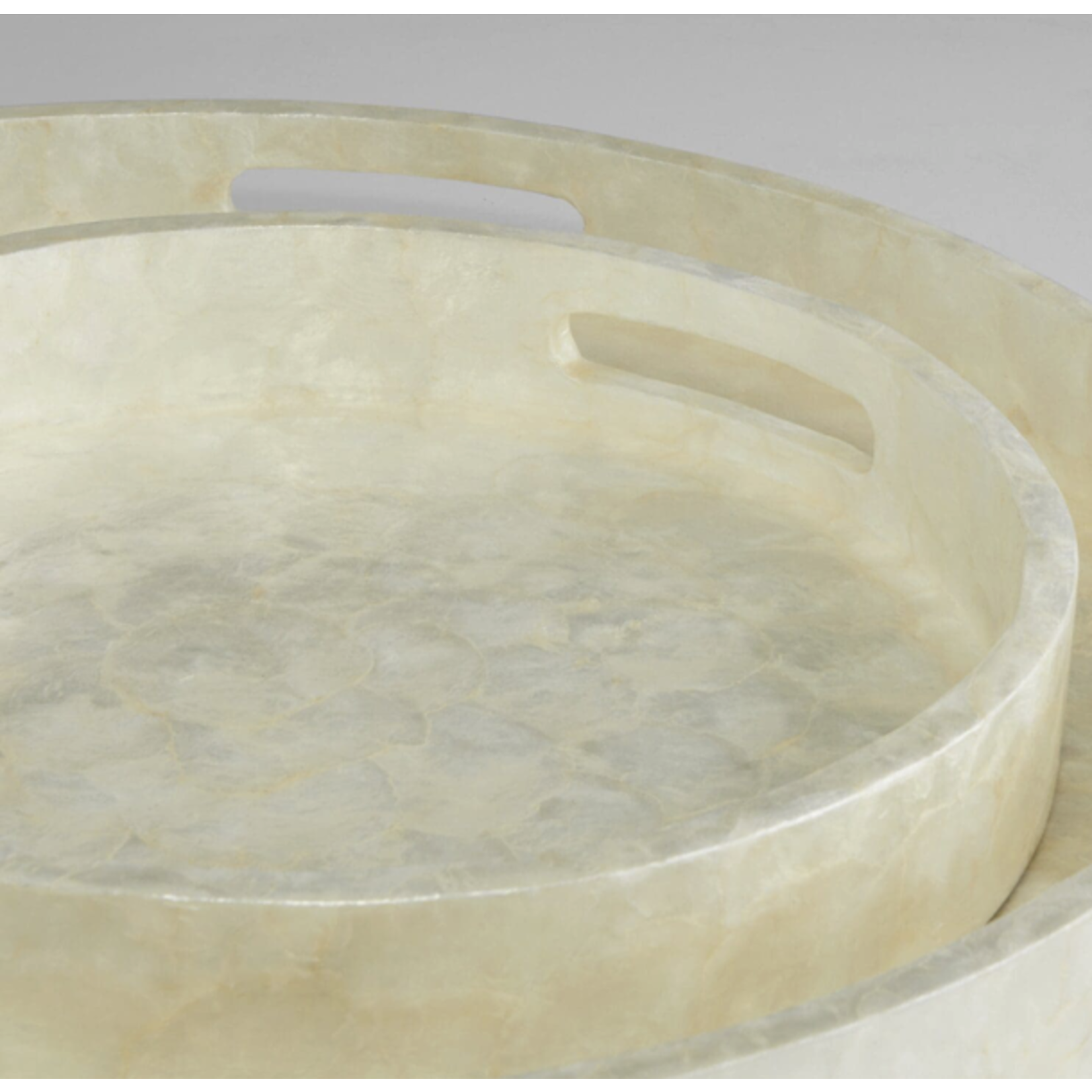 Outside The Box 24" Triton Pearl Capiz Shell Round Tray