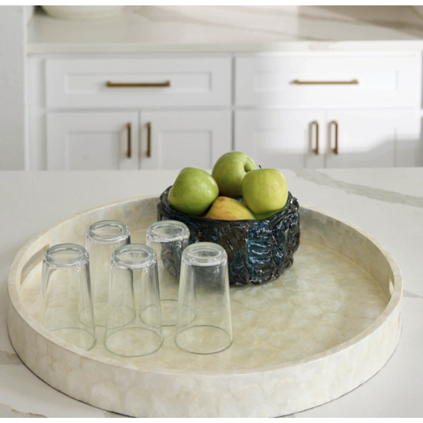 Outside The Box 24" Triton Pearl Capiz Shell Round Tray