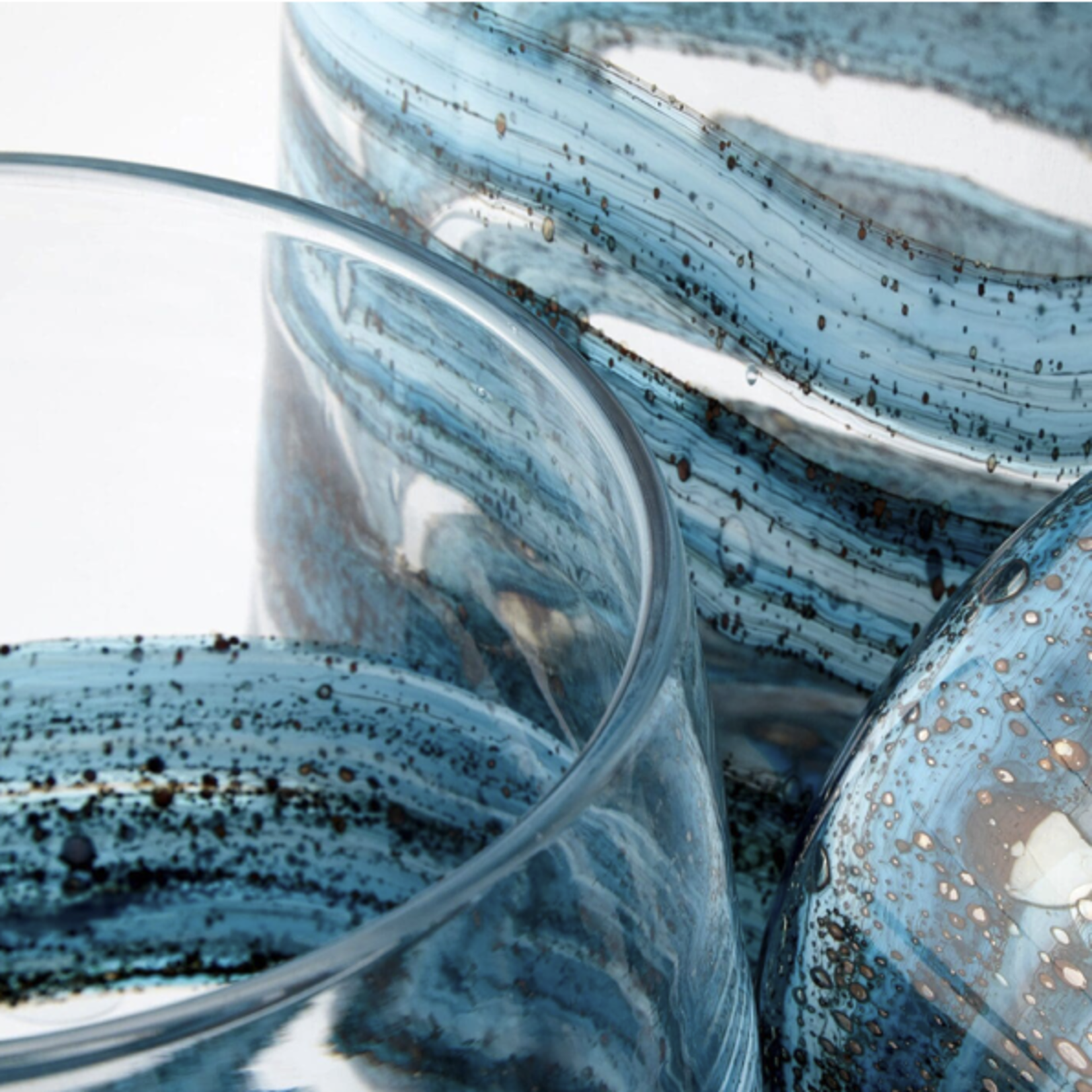 Outside The Box 8" Rogue Blue & Gold Dust Glass Vase