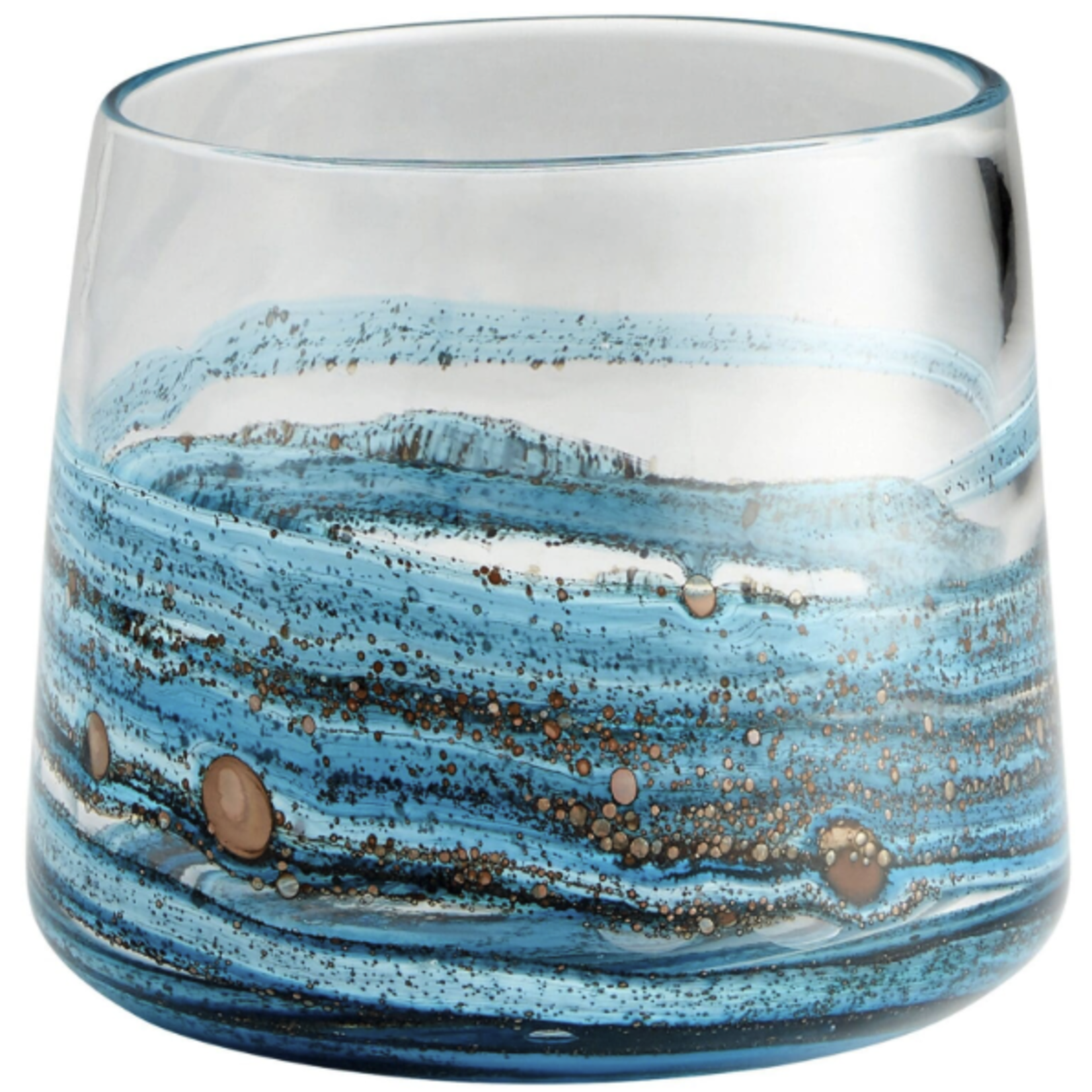 Outside The Box 8" Rogue Blue & Gold Dust Glass Vase