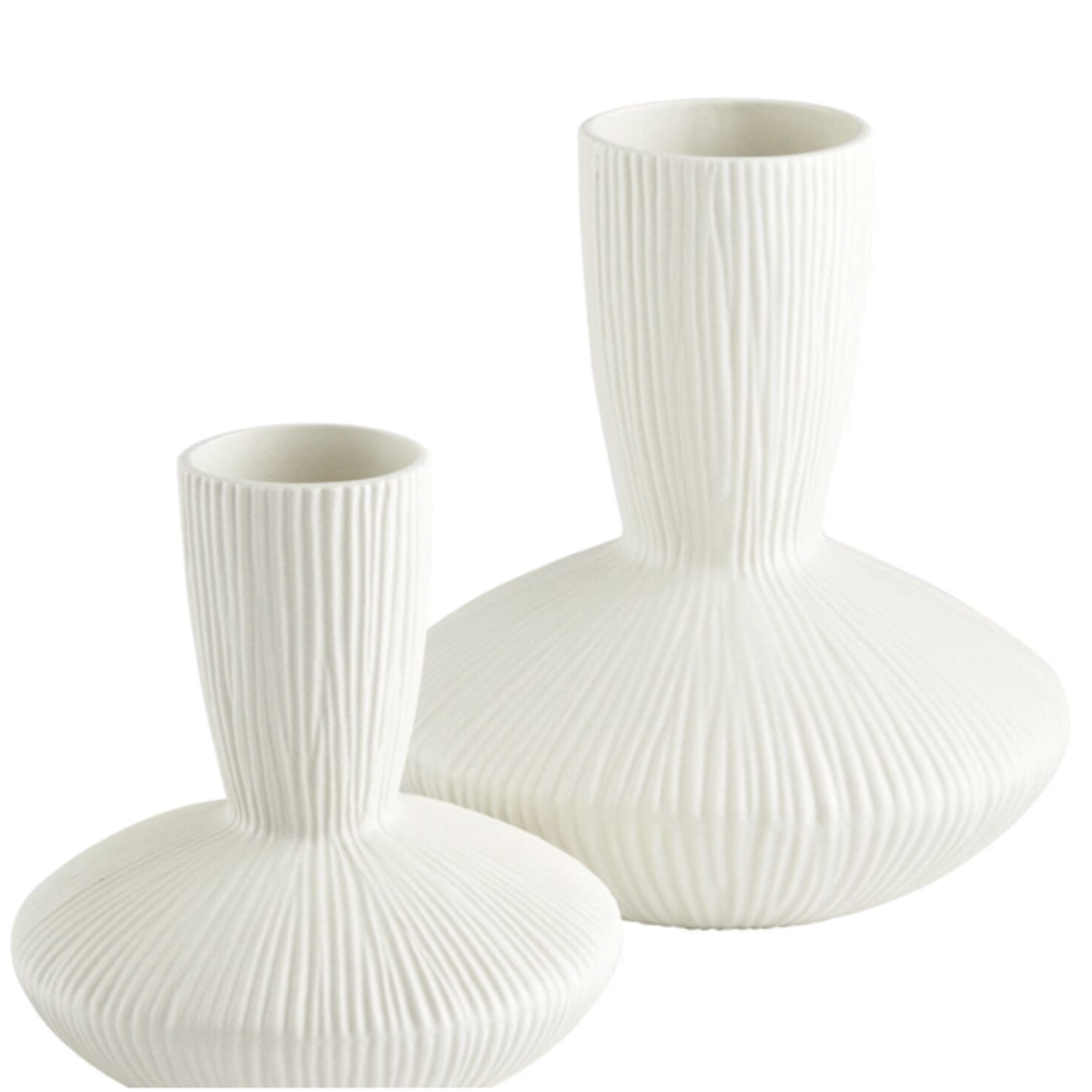 Outside The Box 9" Echo Ridged White Ceramic Vase