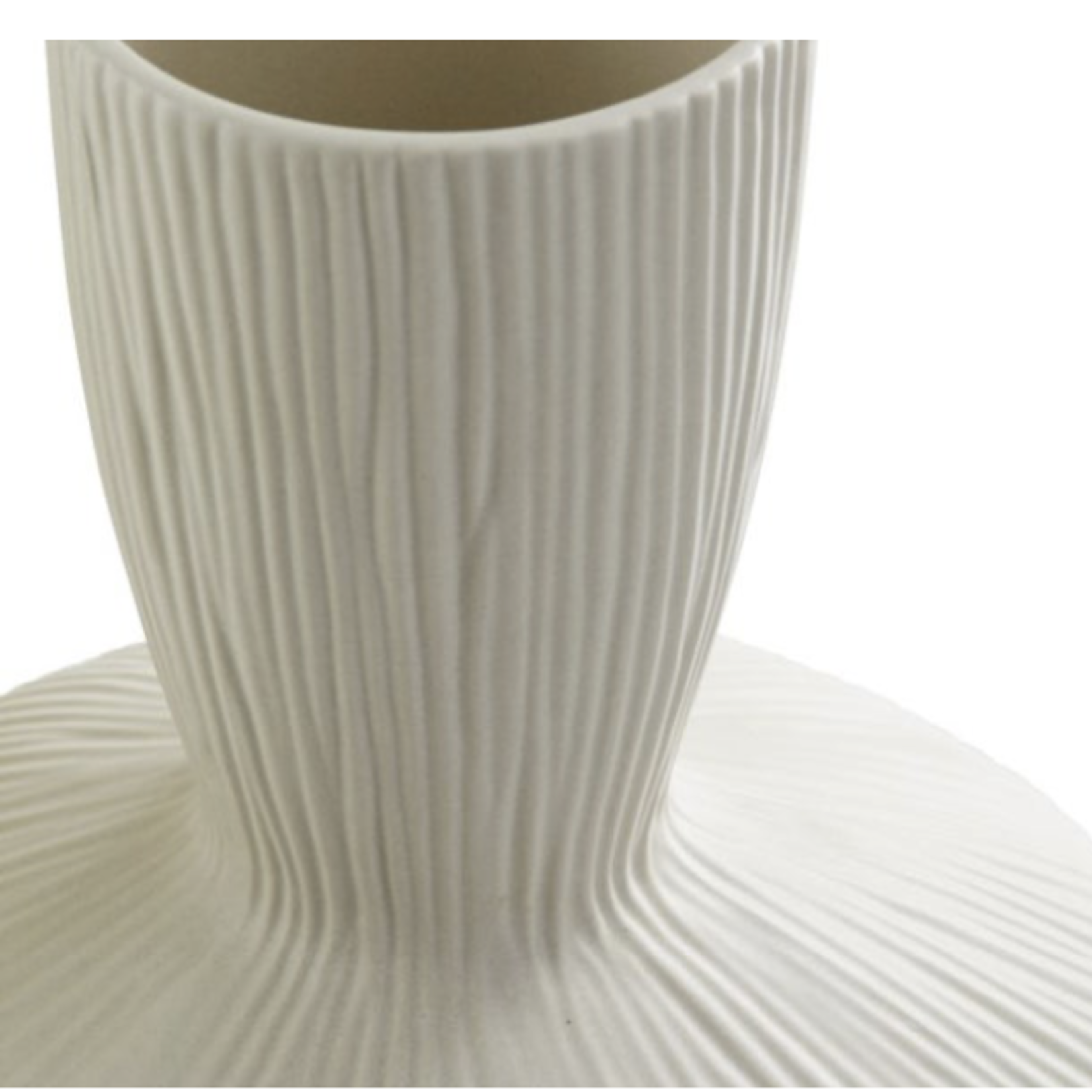 Outside The Box 9" Echo Ridged White Ceramic Vase