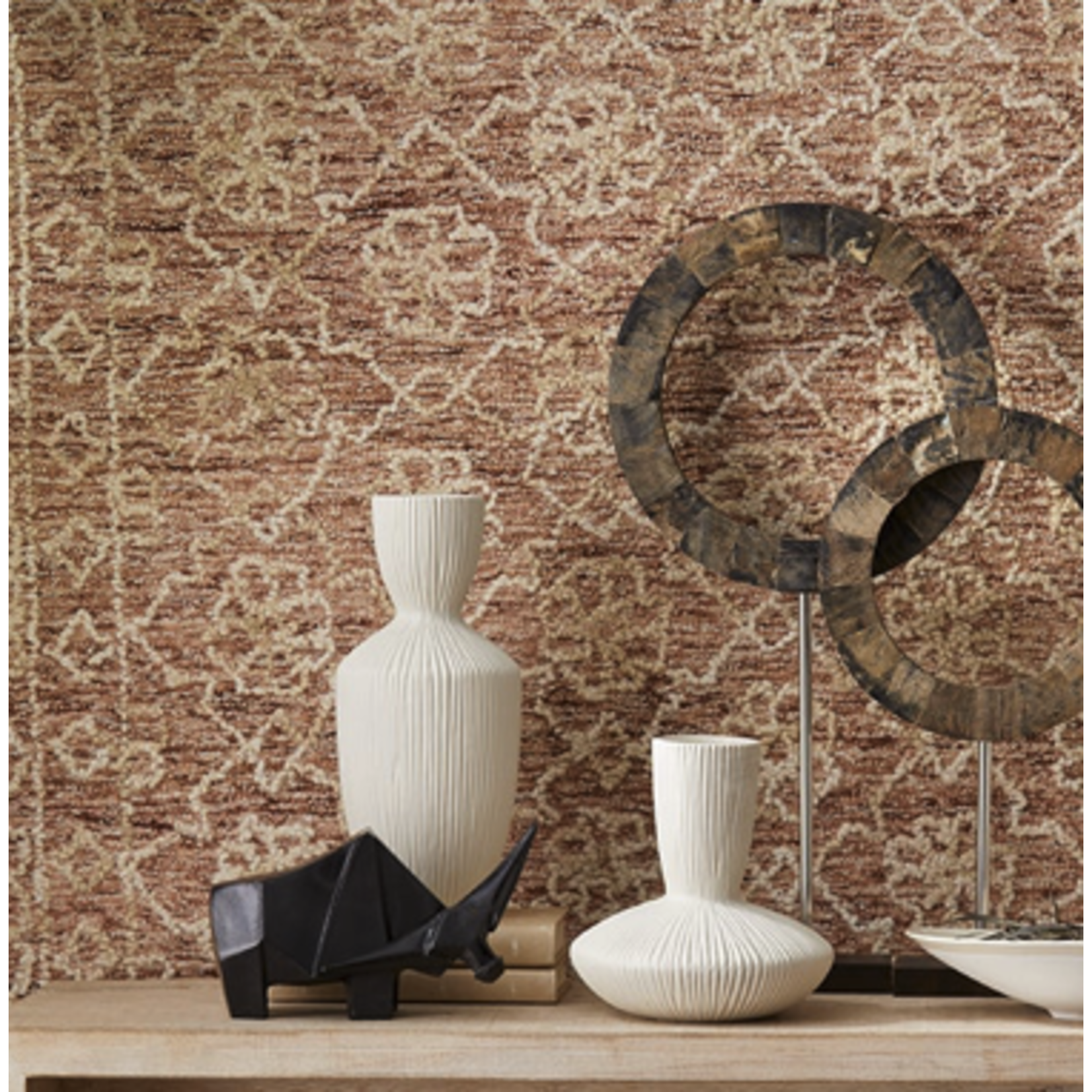 Outside The Box 9" Echo Ridged White Ceramic Vase