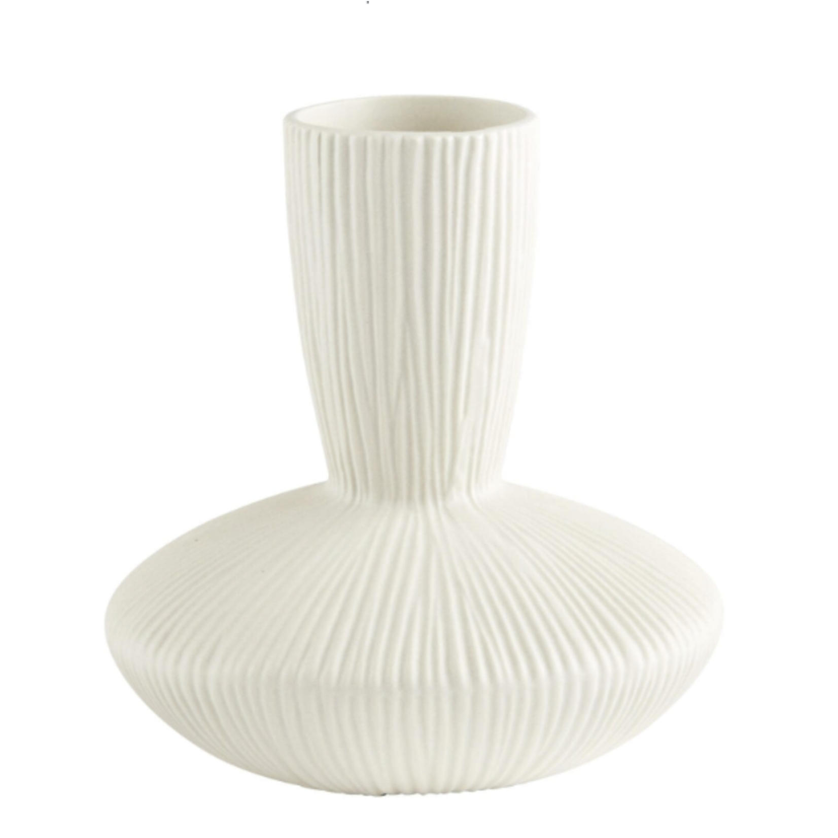 Outside The Box 9" Echo Ridged White Ceramic Vase