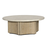 Outside The Box 43" Oja White Washed Oak & Marble Top Round Coffee Table