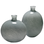 Outside The Box 10" & 8" Set Of 2 Minx Grey Hand Blown Glass Decorative Vases