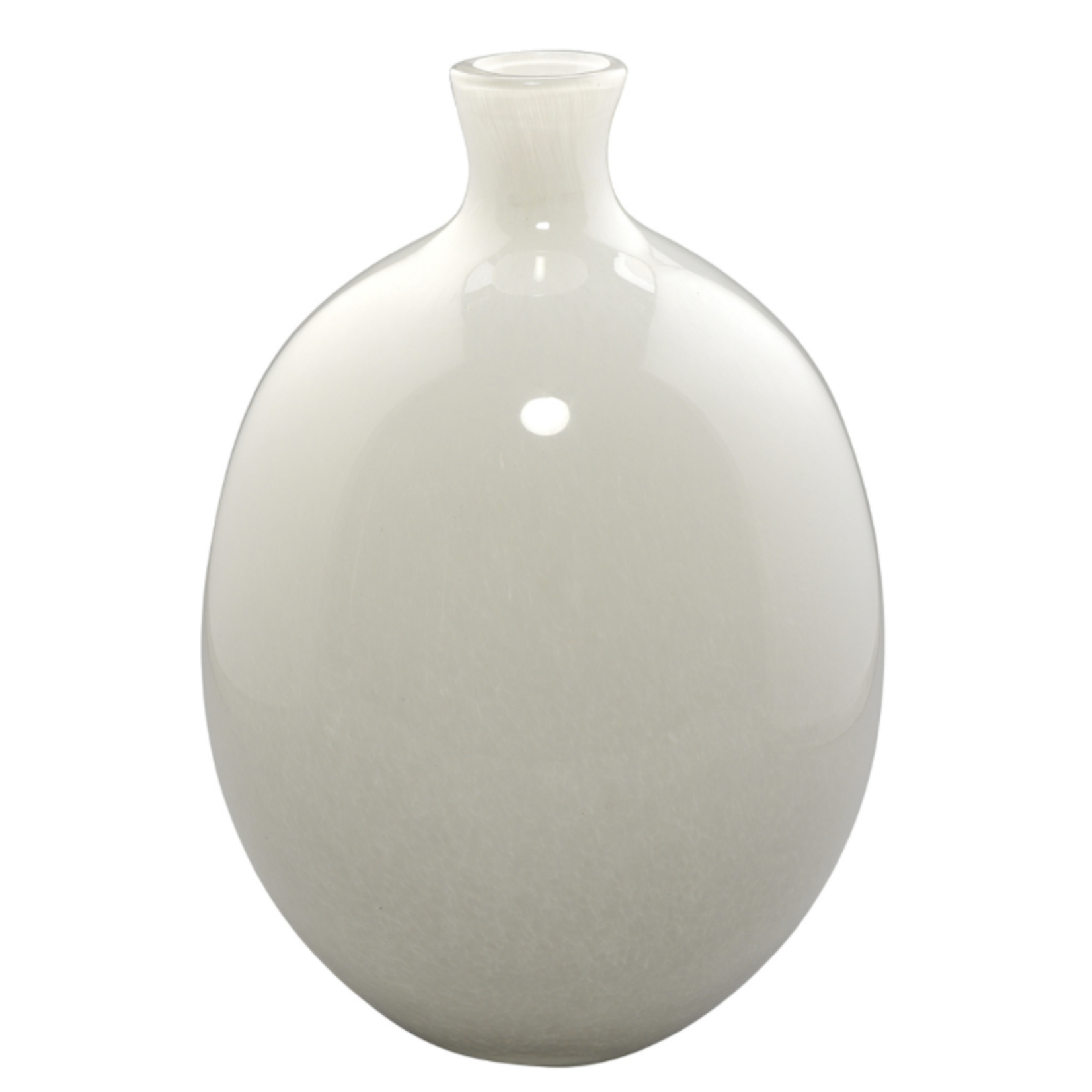 Outside The Box 10" & 8" Set Of 2 Minx White Hand Blown Glass Decorative Vases