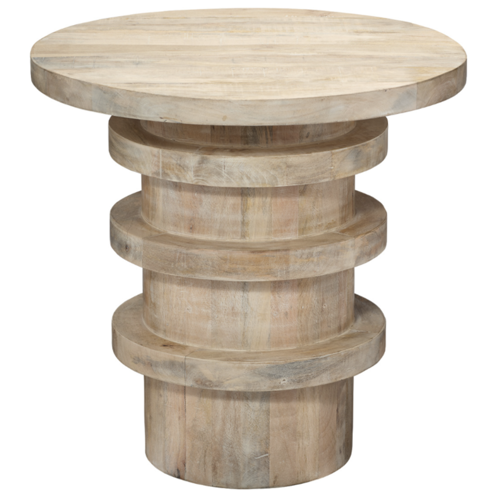 Outside The Box 24" Revolve White Washed Mango Wood Side Table