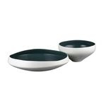 Outside The Box 18" Greer White With Turquoise Glazed Earthenware Bowl