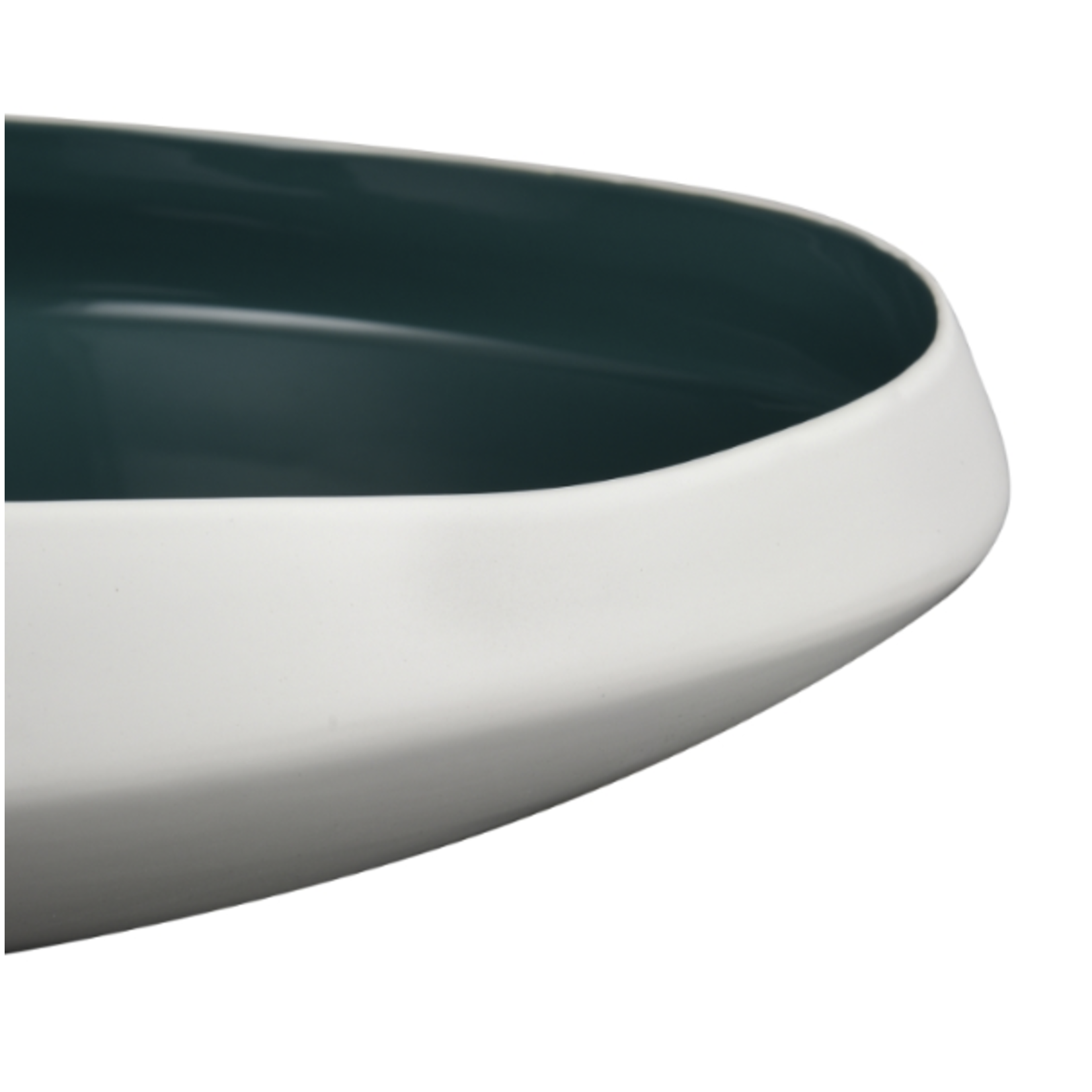 Outside The Box 18" Greer White With Turquoise Glazed Earthenware Bowl