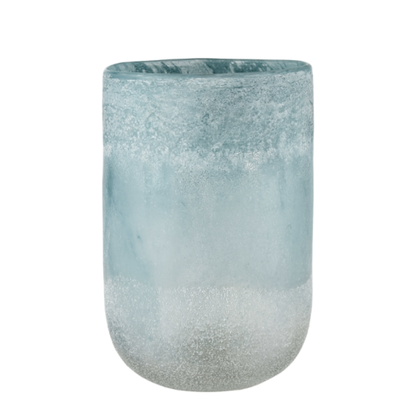 Outside The Box 12" Haweswater Frosted Turquoise Glass Vase