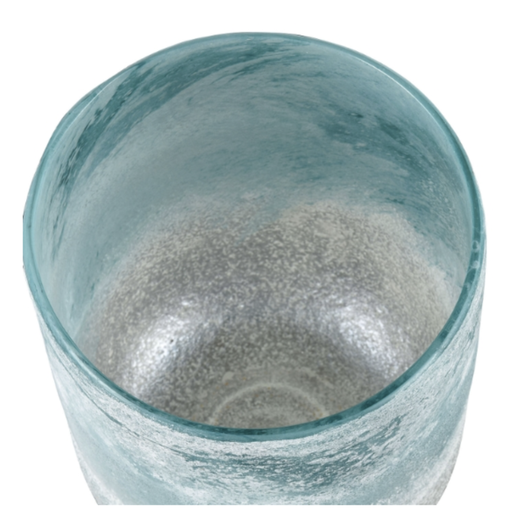 Outside The Box 10" Haweswater Frosted Turquoise Glass Vase